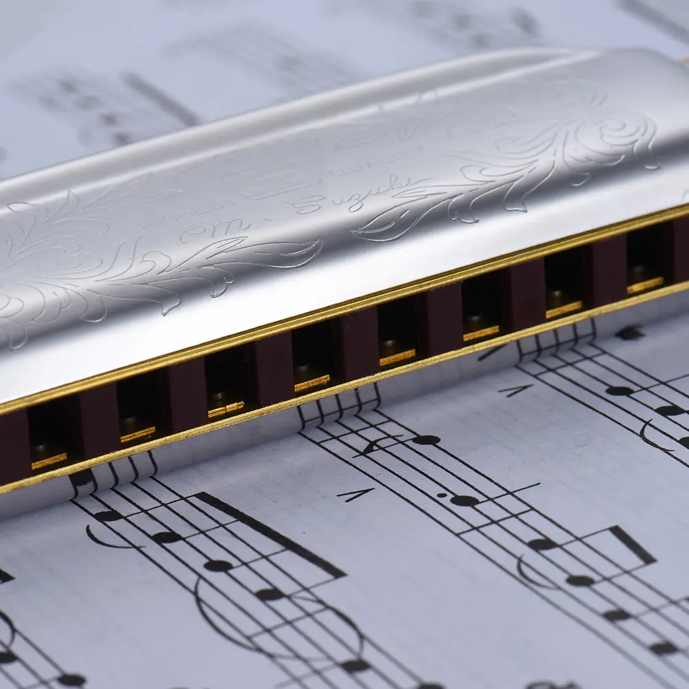 SUZUKI Folkmaster Blues Harmonica Standard Key of C A B E F G Key 10-Hole 20 Tones Diatonic Blues Gaita Harmonica for Beginner