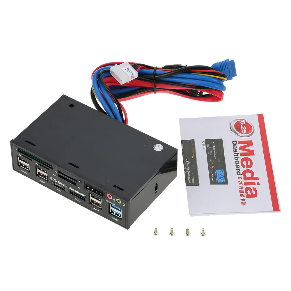 Multi-Function USB 3.0 Hub eSATA SATA Port Internal Card Reader PC Dashboard Media Front Panel Audio for SD MS CF TF M2 MMC Memo