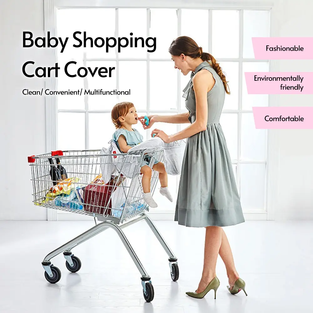 Multifunctional 2-in-1 Baby Shopping Cart Cover Children Highchair Cover with Thickened Soft Cushion Transparent Phone Holder