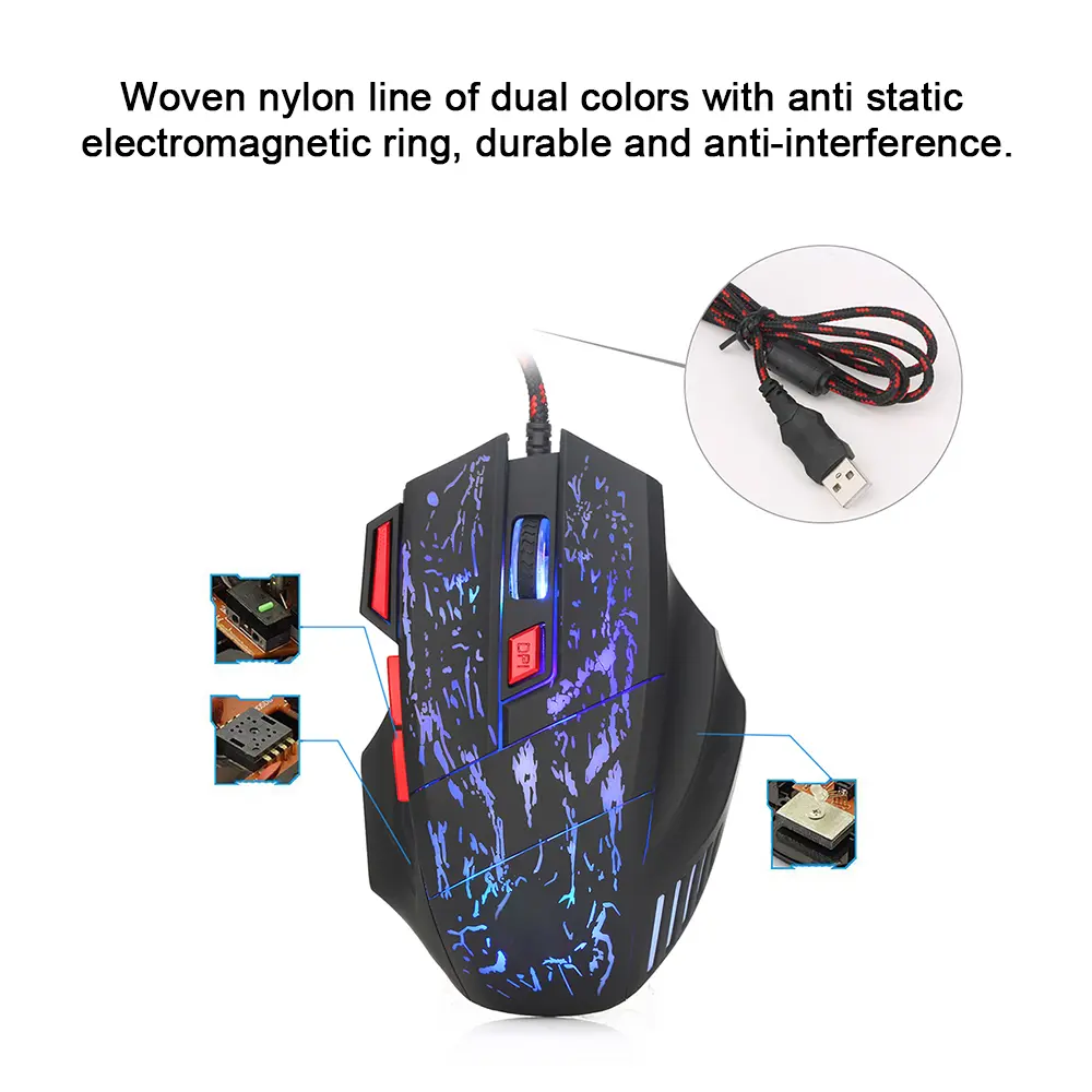 HXSJ J50 One-Handed Gaming Keyboard 35 Keys LED Backlight + Wired Gaming Mouse with Breathing Light 5500 DPI 7 Button Keyboard