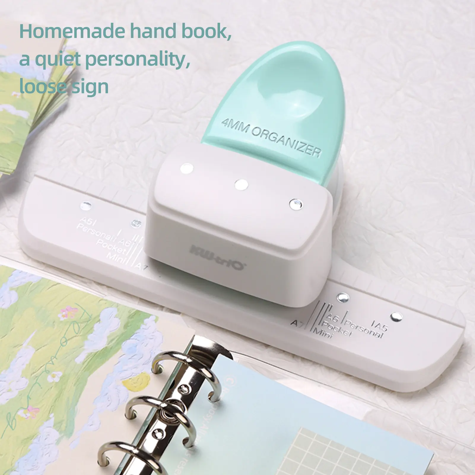 Loose Leaf Hole Punch Daily Planner Adjustable 3 Hole Paper Puncher for A5 A6 A7 Size 8 Sheet Capacity Notebooks Scrapbooking