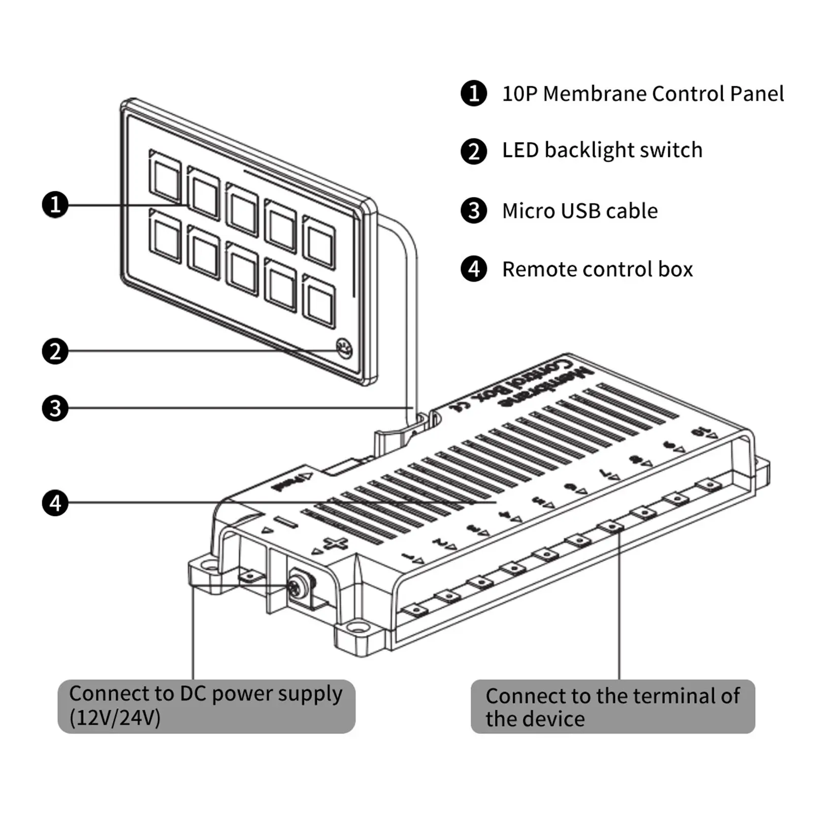 Car Universal 10P Membrane Control Switch Panel with Backlight Module LED Touch Electronic Accessories PPTC IP67 Waterproof