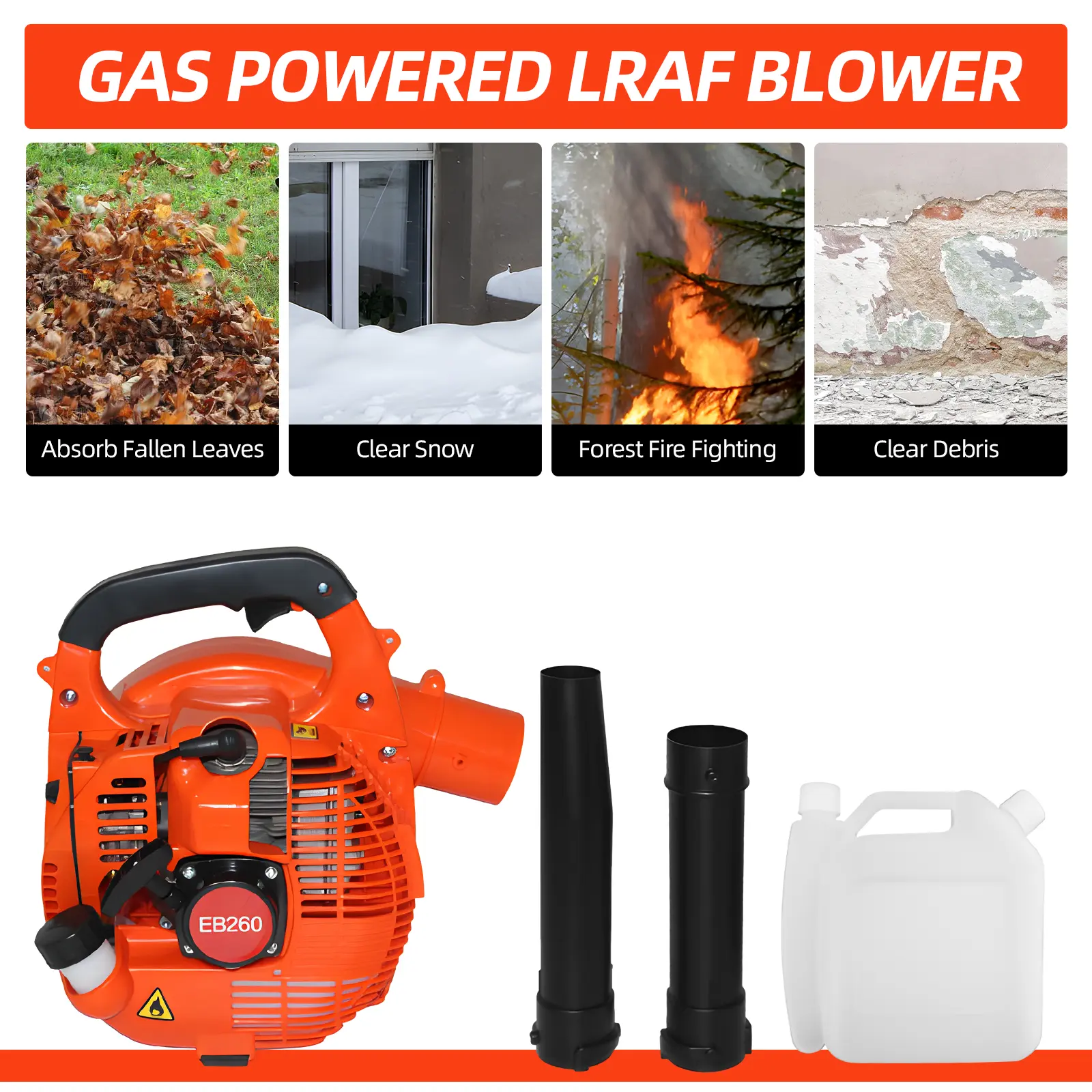 Gas Powered Leaf Blower 2-Stroke Engine Air Volume 0.65L Oil Tank Handheld Blower Powerful Wind Snow Blower for Lawn Garden