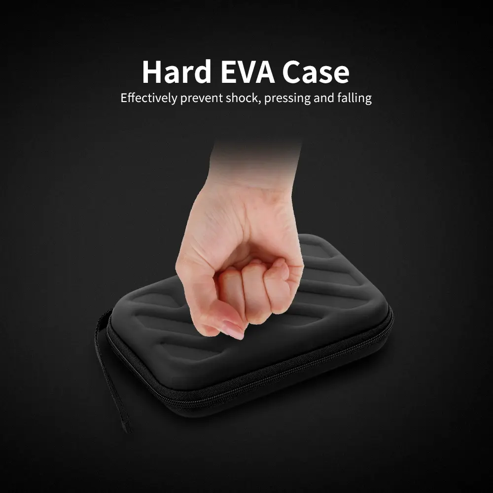 External Hard Drive Disk Case Shockproof EVA Case 2.5in HDD with Mesh Pocket and Soft Inner Fabric Carrying Case for Office