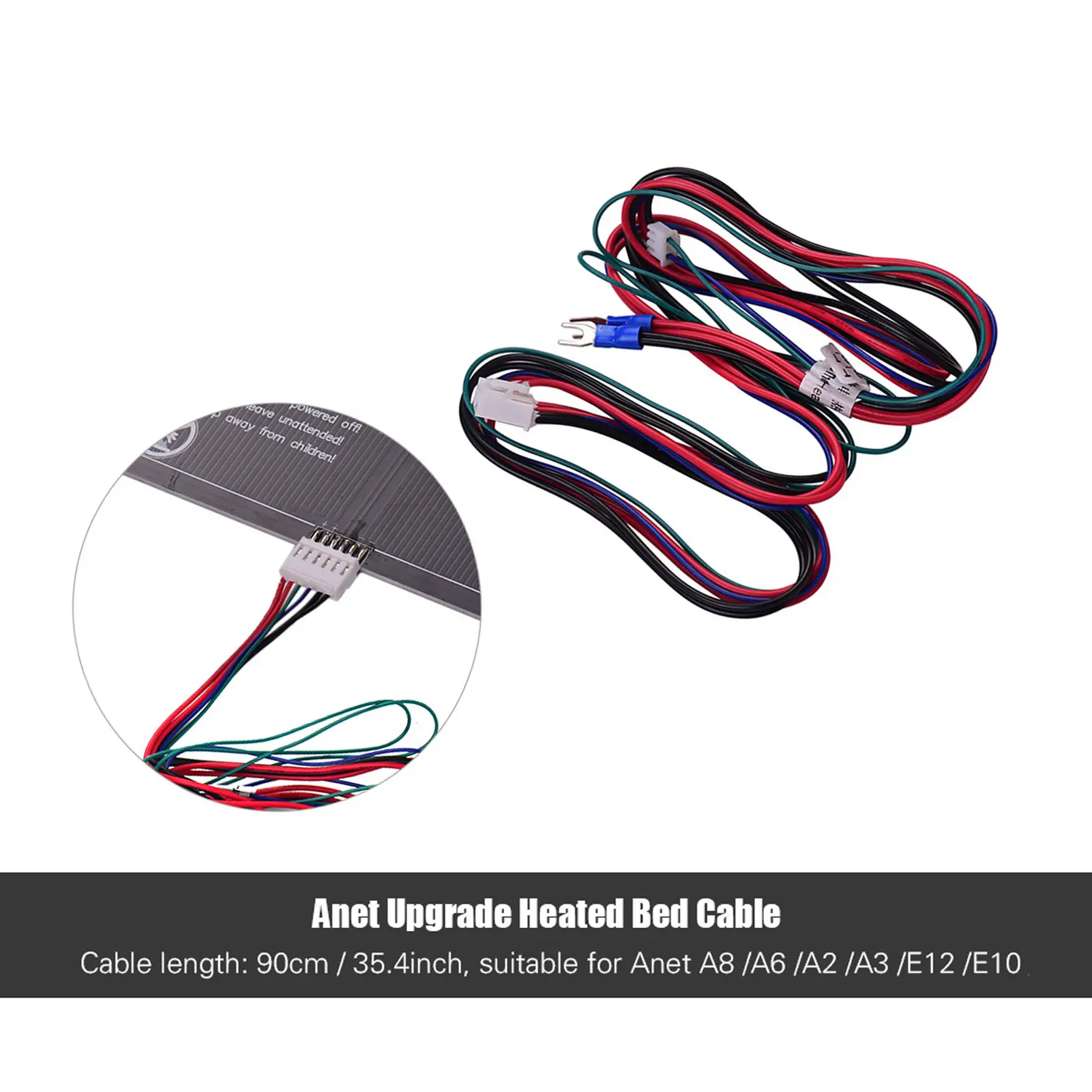 Anet 18AWG Upgrade Heated Bed Cable Hot Bed Line Heatbed Wire Length 35.4 Inch for Anet Anet A8 A6 A2 A3 E12 E10 3D Printer