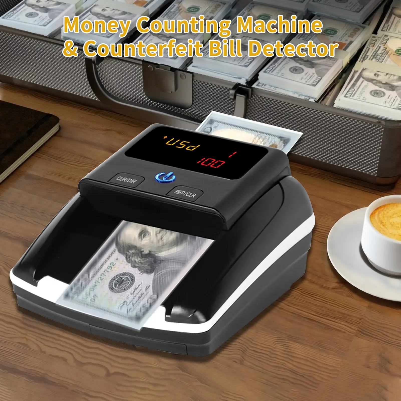 Money Counter Counterfeit Bill Detector Automatic Money Detection By UV MG IR Image Paper Size Thickness for EURO US Dollar