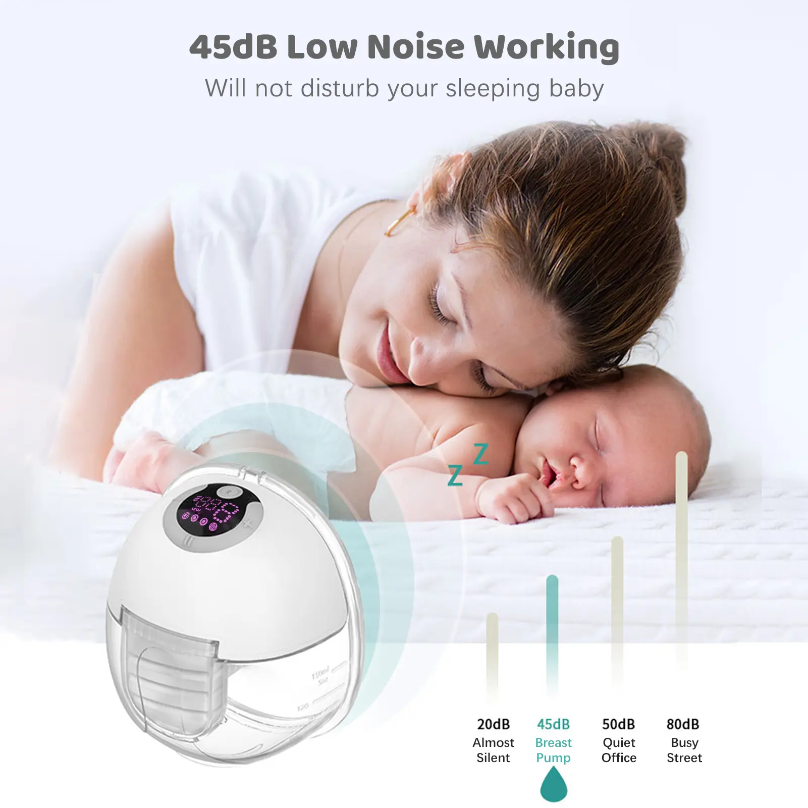 S32 Wearable Breast Pump for Breastfeeding Electric Breast Pump Hands FreeLow Noise with Memory Pause Functions 24mm Flange