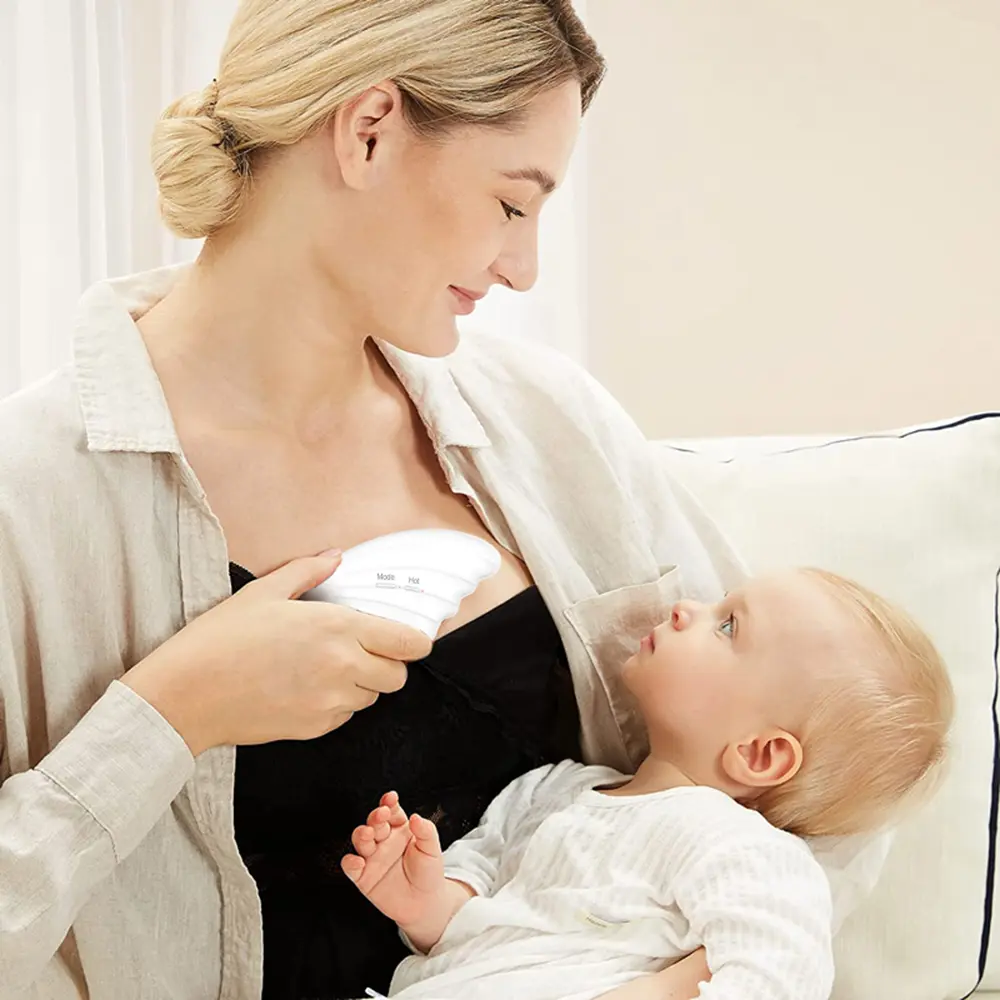 Warming Lactation Massager Soft Silicone Electric Breast Massager  for Clogged Ducts Improved Postpartum Milk Flow