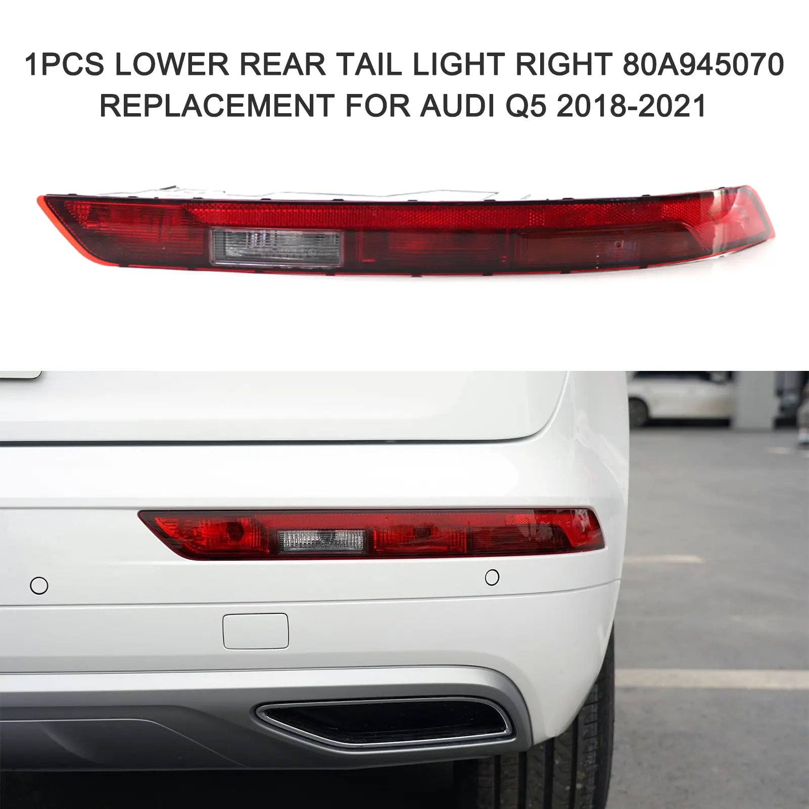 2023 NEW Rear Bumper Reflectors Light Lower Rear Tail Light Left 80A945069 Replacement for Audi Q5 2018-2021