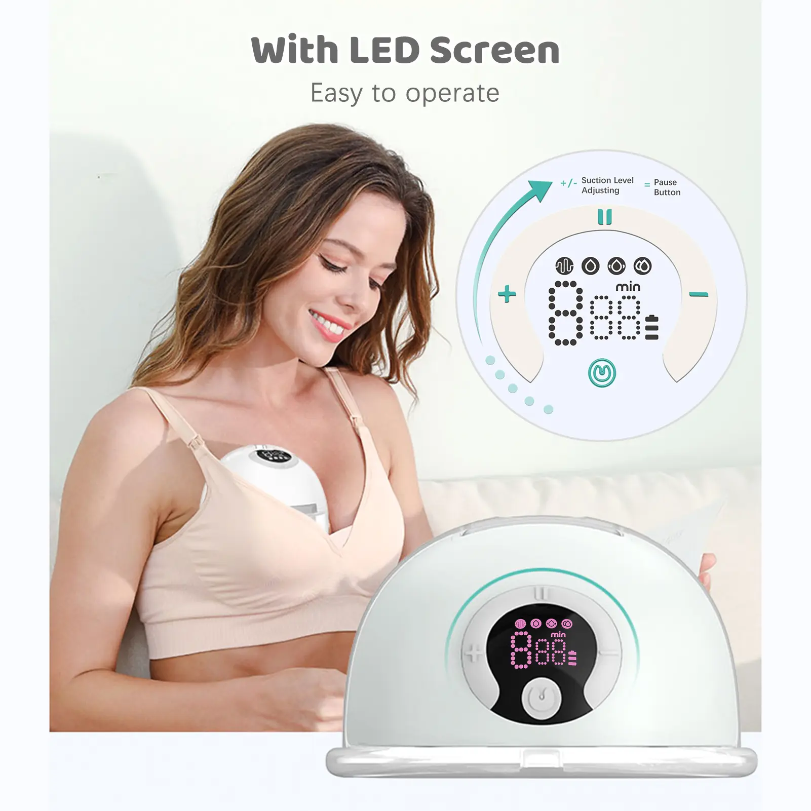 S32 Wearable Breast Pump for Breastfeeding Electric Breast Pump Hands FreeLow Noise with Memory Pause Functions 24mm Flange
