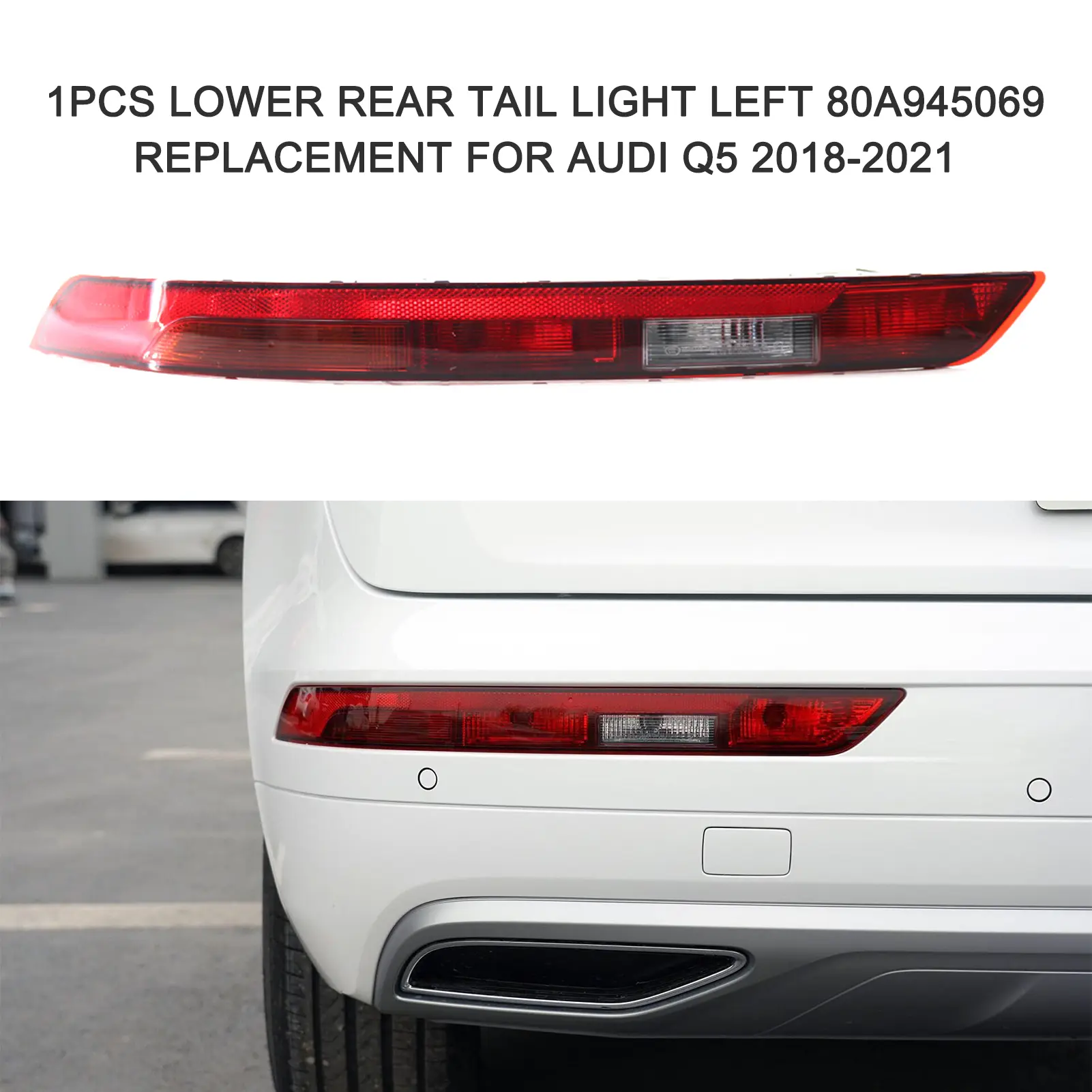 2023 NEW Rear Bumper Reflectors Light Lower Rear Tail Light Left 80A945069 Replacement for Audi Q5 2018-2021