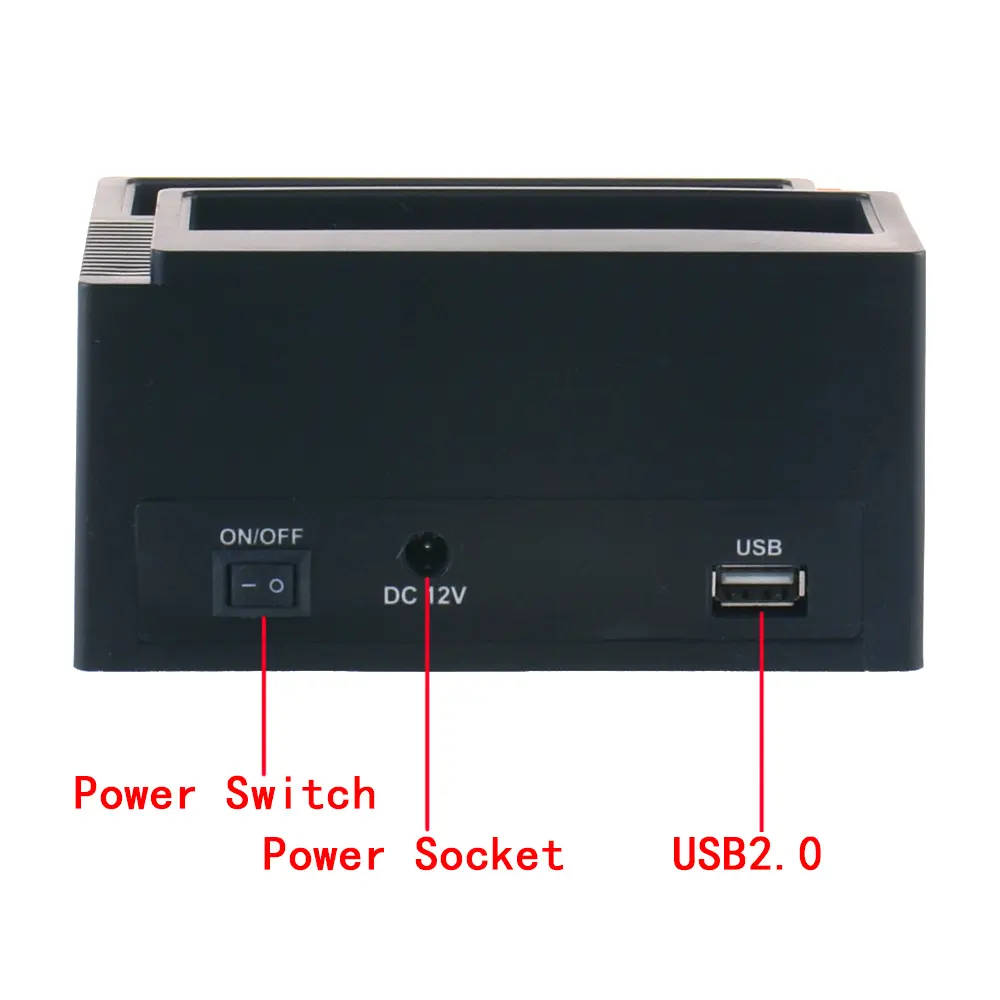 Hard Drive Docking Station USB 2.0 to SATA External HDD with 2-Port Hub, Offline Clone Function for 2.5 Inch & 3.5 Inch HDD SSD