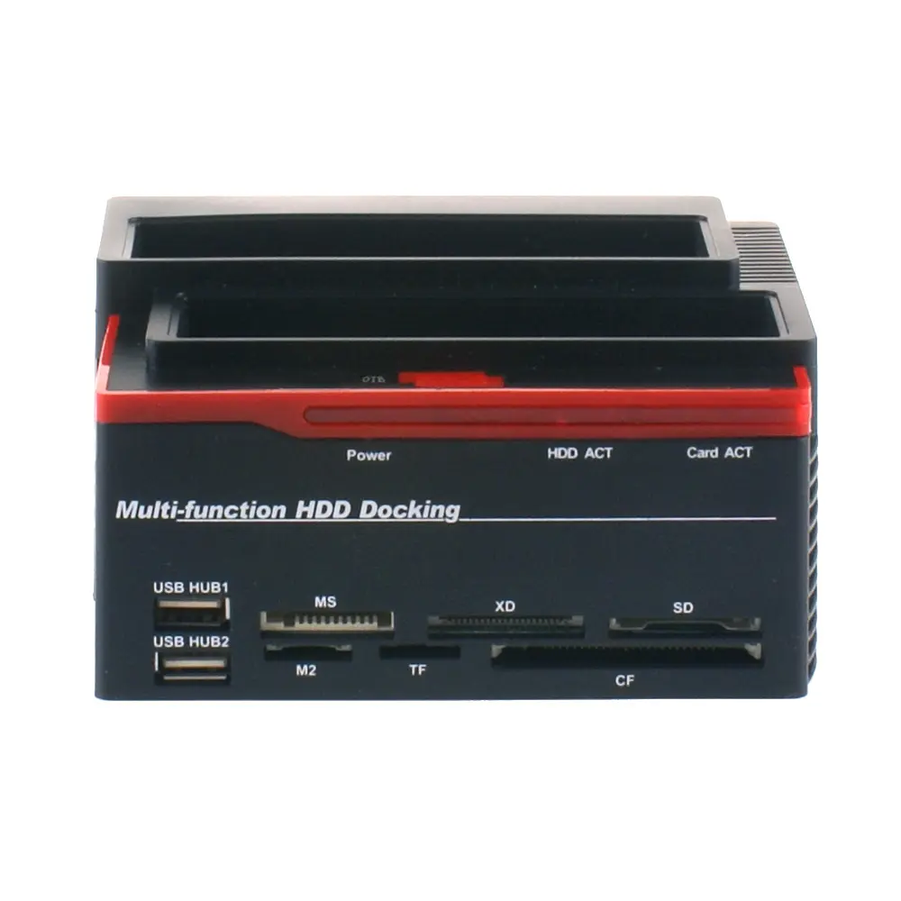 Hard Drive Docking Station USB 2.0 to SATA External HDD with 2-Port Hub, Offline Clone Function for 2.5 Inch & 3.5 Inch HDD SSD
