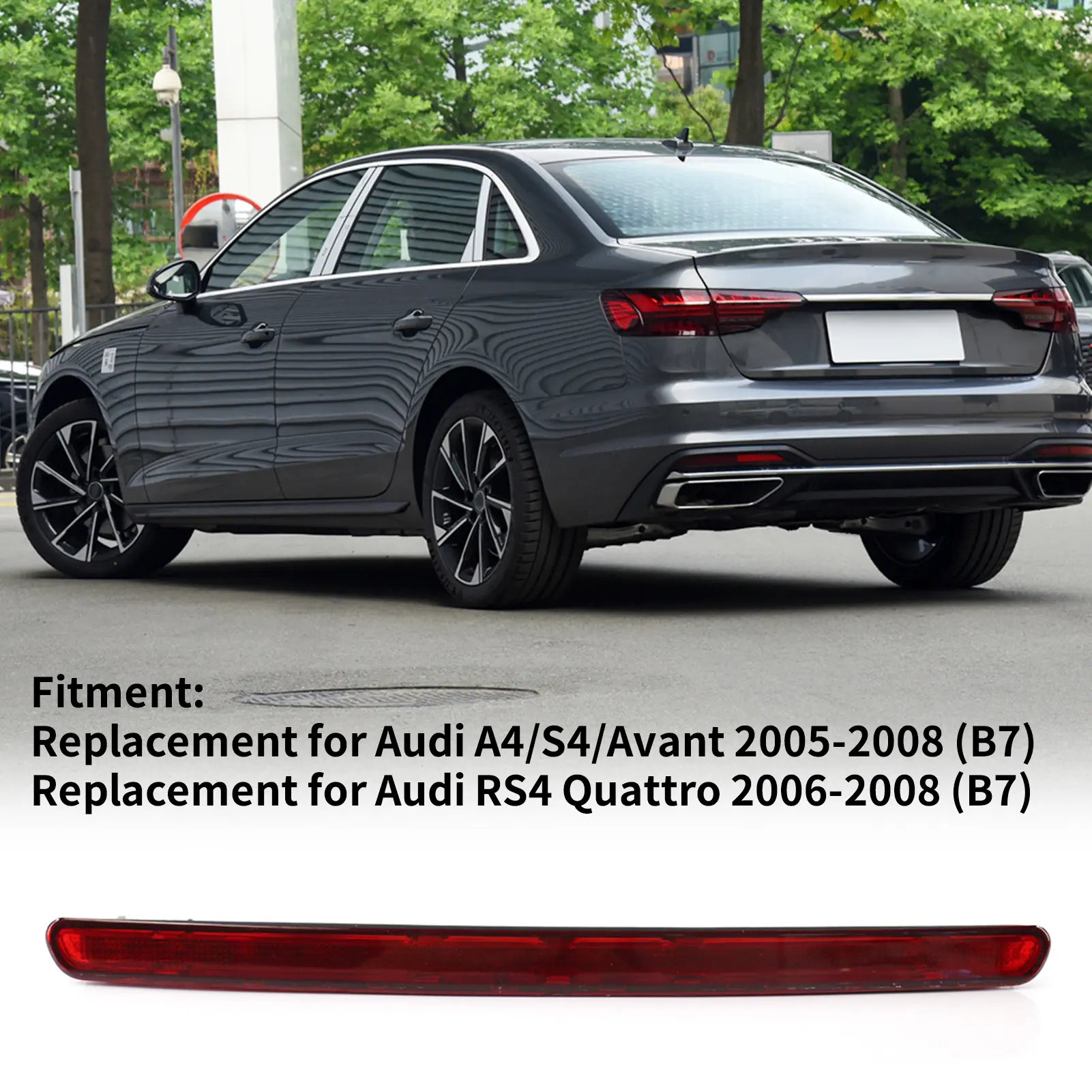 Car Brake Light, Rear Third Brake Light High Mount Stop Lamp Replacement for Audi A4/S4/Avant 2005-2008 (B7) RS4 Quattro 2006-20