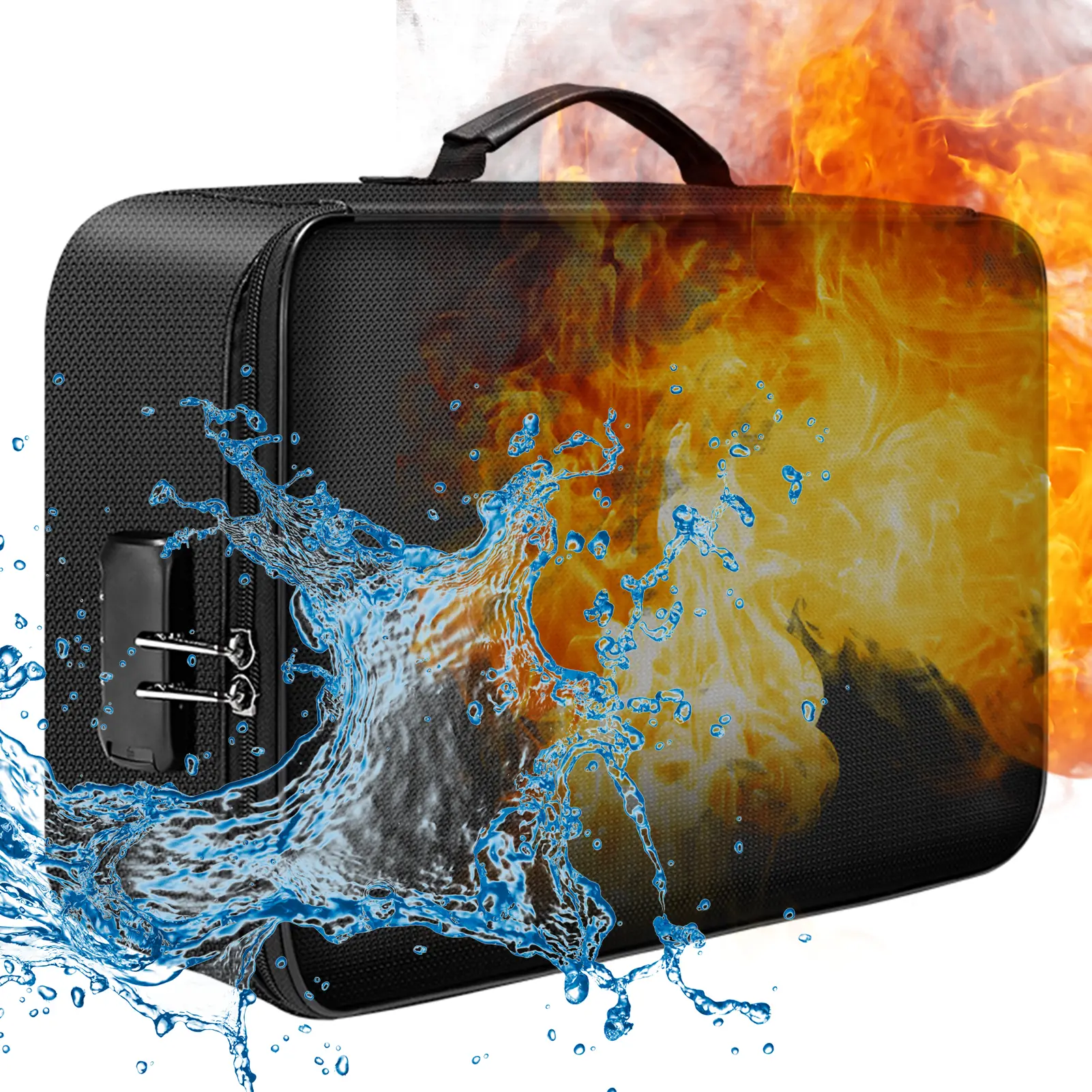 Fireproof Document Bag with Lock Zipper Closure Fire & Water Resistant Money Bag Storage Pouch Organizer Case Safe Bag