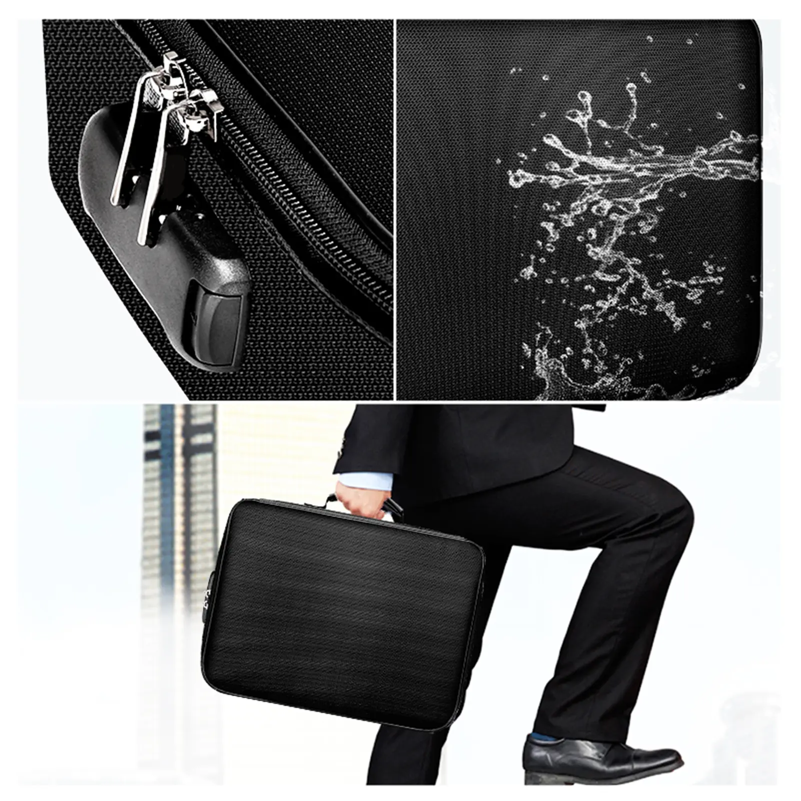Fireproof Document Bag with Lock Zipper Closure Fire & Water Resistant Money Bag Storage Pouch Organizer Case Safe Bag