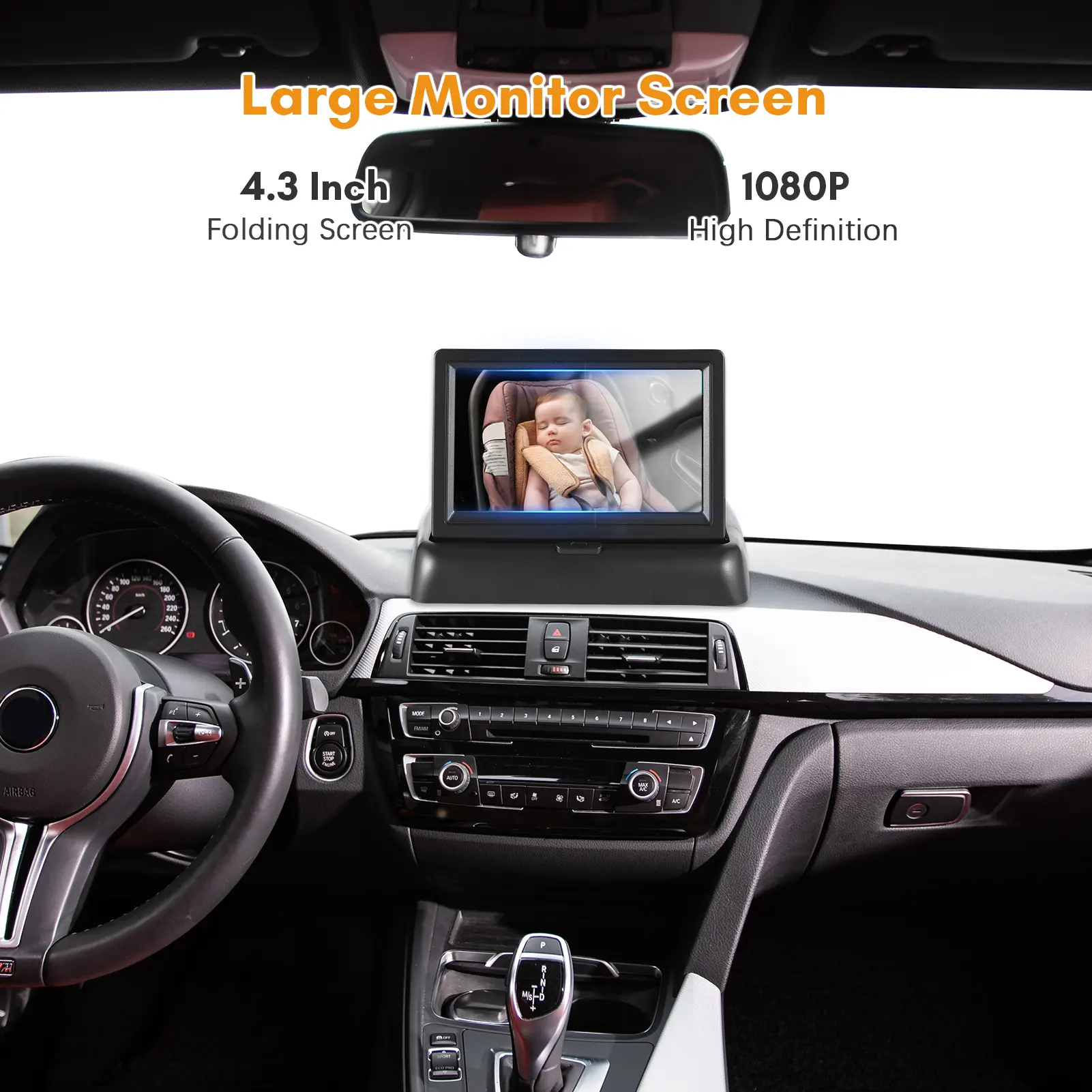 Baby Car Monitor 1080P Monitor Camera for Baby Rear Facing Seat Mirror Display 150° Wide View Night Vision Car Mirror Camera