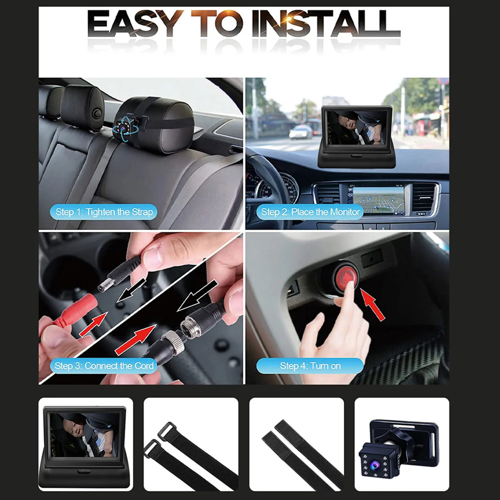 Baby Car Monitor 1080P Monitor Camera for Baby Rear Facing Seat Mirror Display 150° Wide View Night Vision Car Mirror Camera