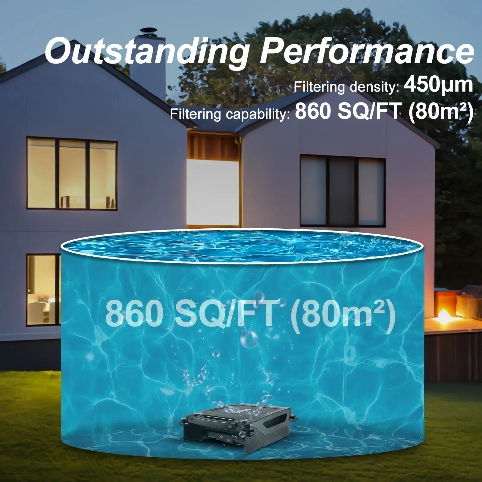 Solar Powered Cordless Robotic Pool Cleaner with Dual Charging Auto Obstacle Avoidance Escape Function Pool Skimmer Robot