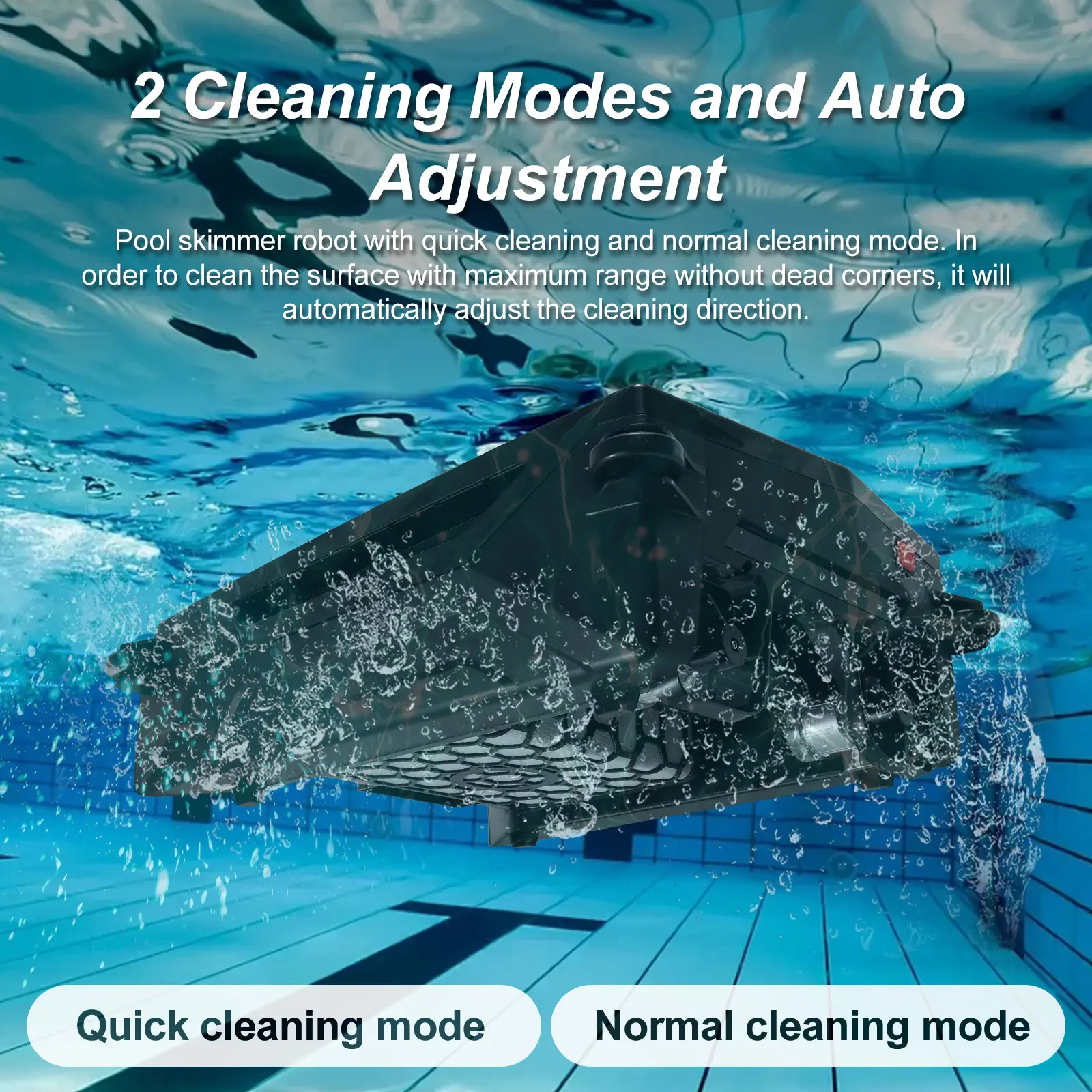 Solar Powered Cordless Robotic Pool Cleaner with Dual Charging Auto Obstacle Avoidance Escape Function Pool Skimmer Robot