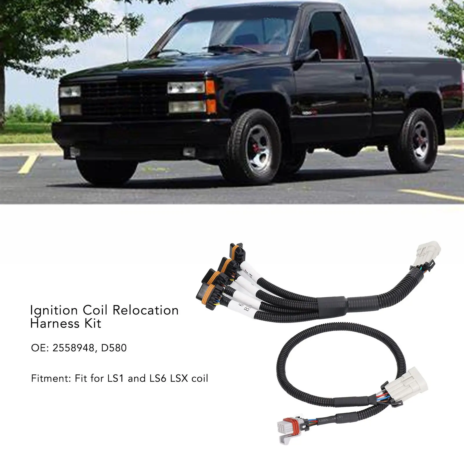 D580 Ignition Coil Extension Harness Ignition Coil Relocation Extension Harness Kit ABS High Performance 2558948 for LS1 LS6 LSX