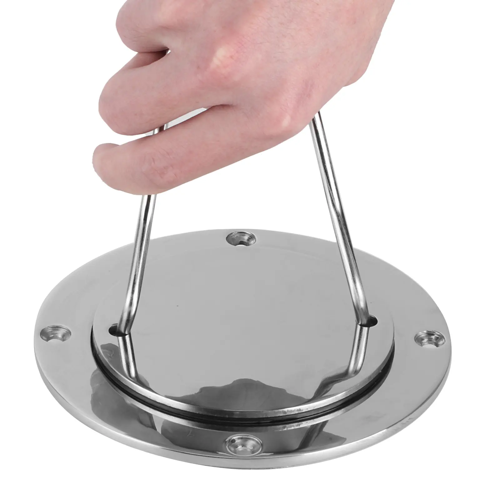 4in 316 Stainless Steel Deck Cover Plate with Hole Key for Yacht Marine Hardware Accessory Deck Plate Stainless Steel Deck Plate