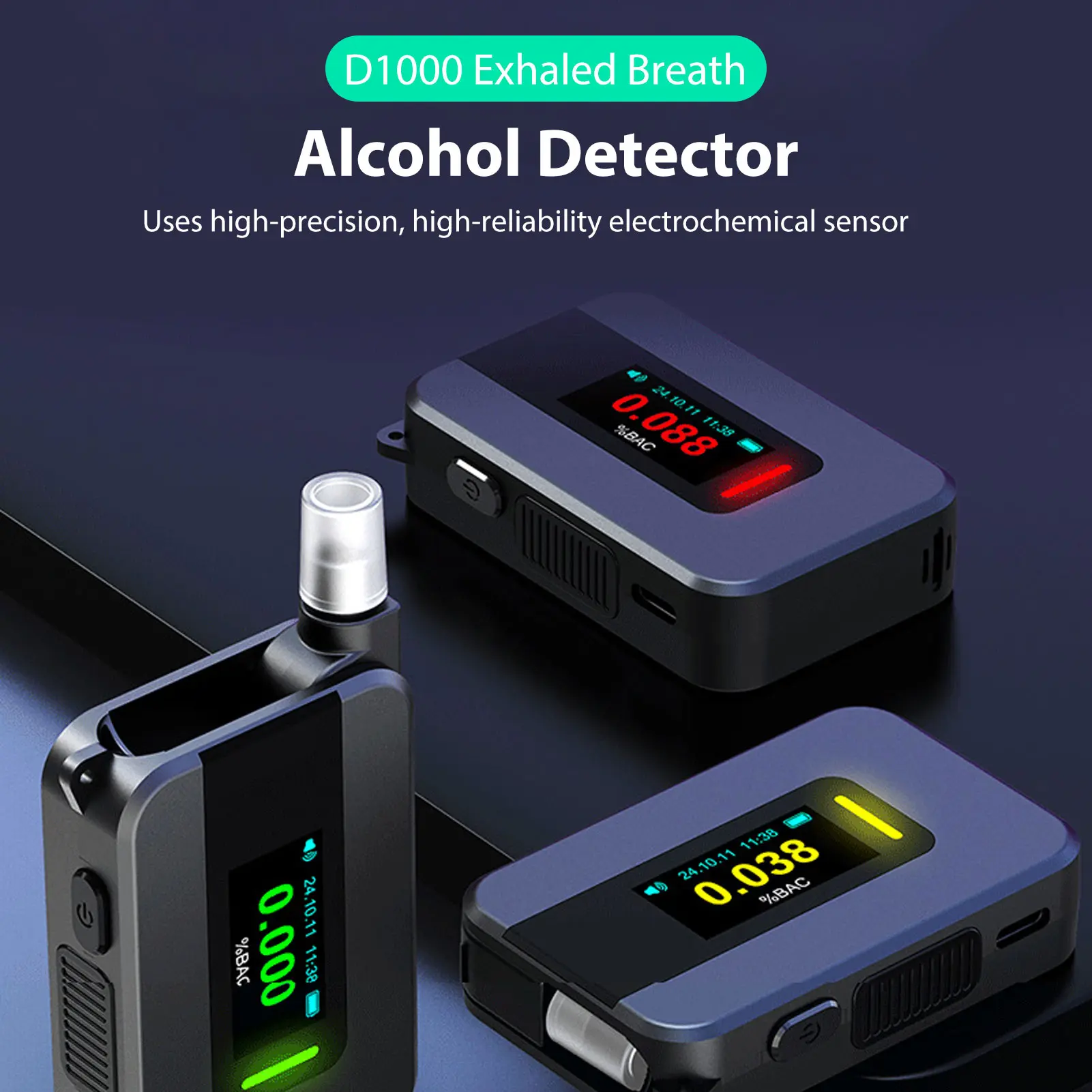 Alcohol Tester Portable Alcohol Tester Professional Portable Alcohol Tester High Accuracy Sensor Voice Prompt for Driving Safety