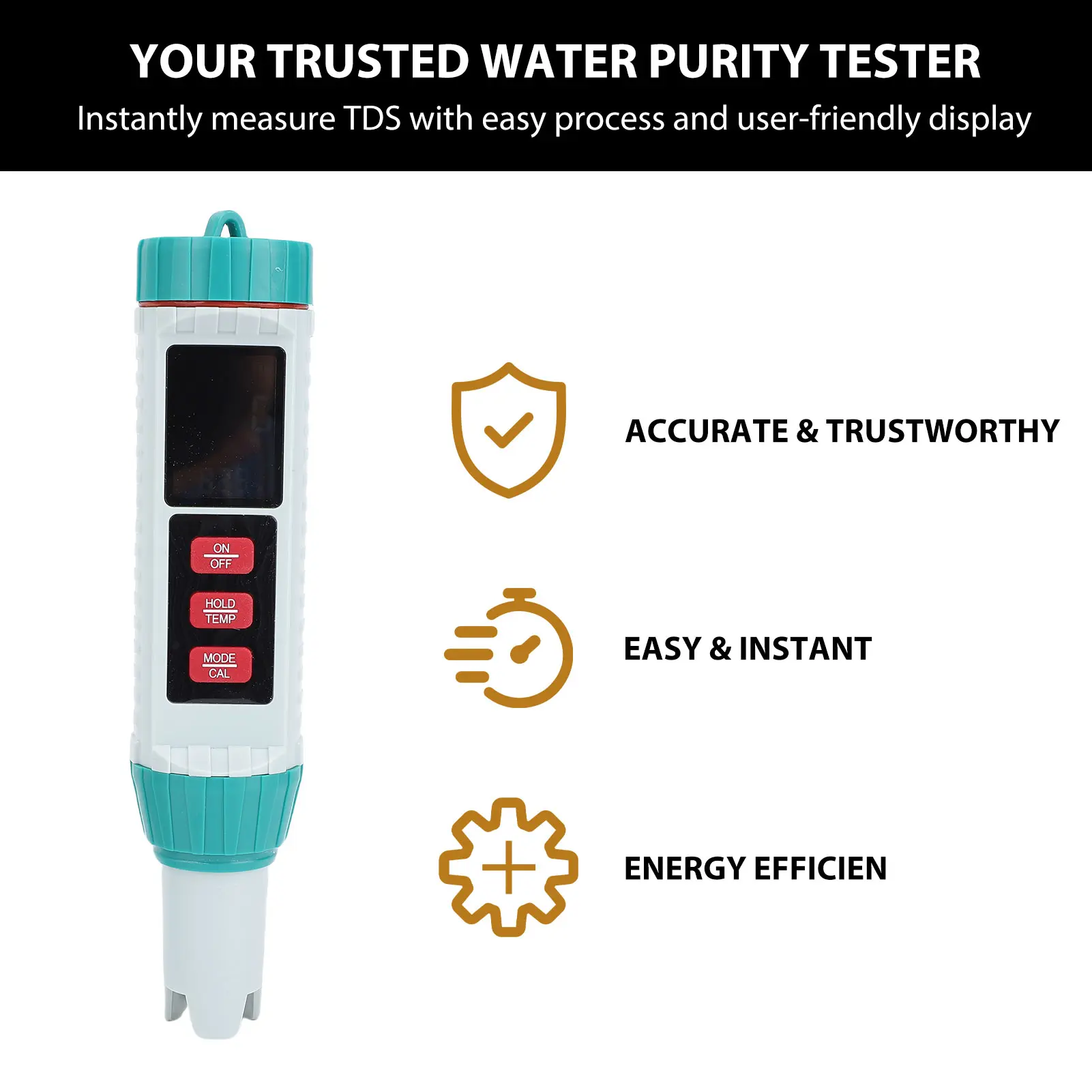 5-In-1  Salt Tester High Accuracy Water Quality Pen Sensor with LCD Display for Drinking Aquarium Pool Drinking Water Tester