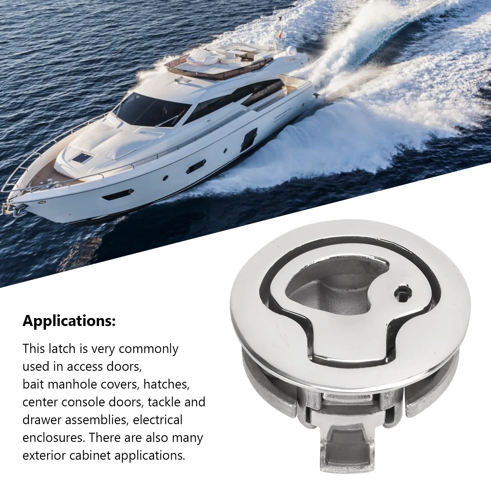 2in Boat Door Hatch Lock Round Locking  316 Stainless Steel Flush Pull   for RV Marine Home Marine Door Hatch Lock