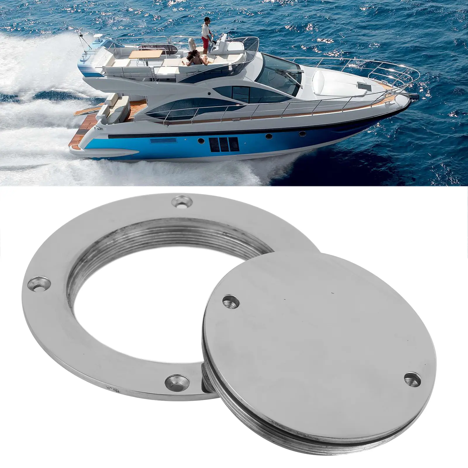 4in 316 Stainless Steel Deck Cover Plate with Hole Key for Yacht Marine Hardware Accessory Deck Plate Stainless Steel Deck Plate