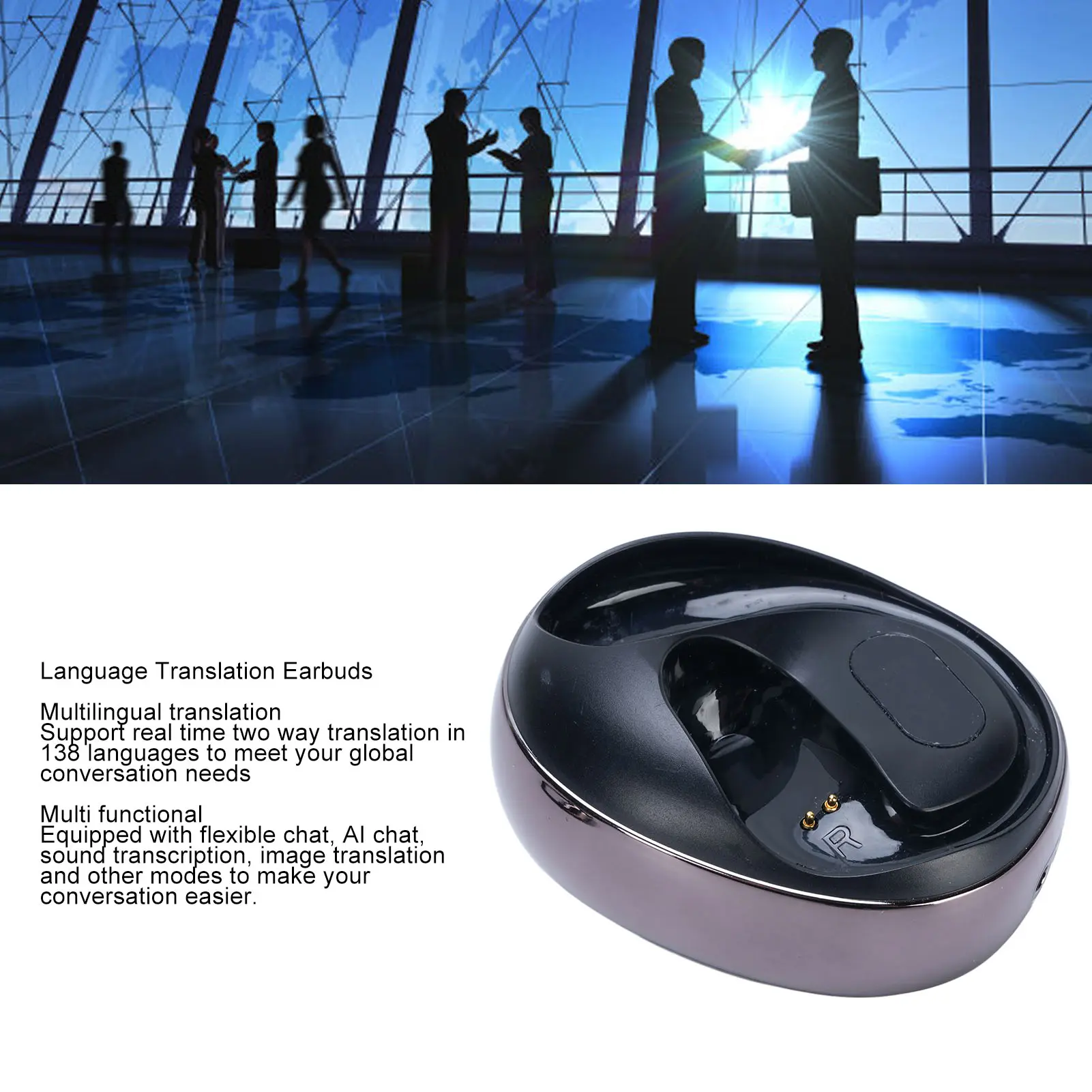 AI Language Translation Earbuds Two Way Translation Bluetooth Translation Earbuds 138 Languages Support Ergonomic for Business