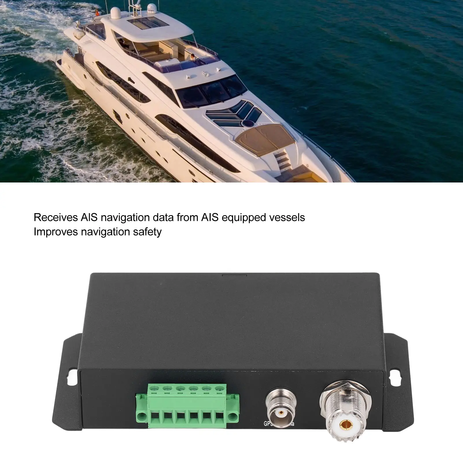 Marine AIS GPS Receiver for HAR‑100 AIS Receiver Dual Channel 10 to 35V  38400 Bps Sensitive Accurate GPS Receiver for Boat