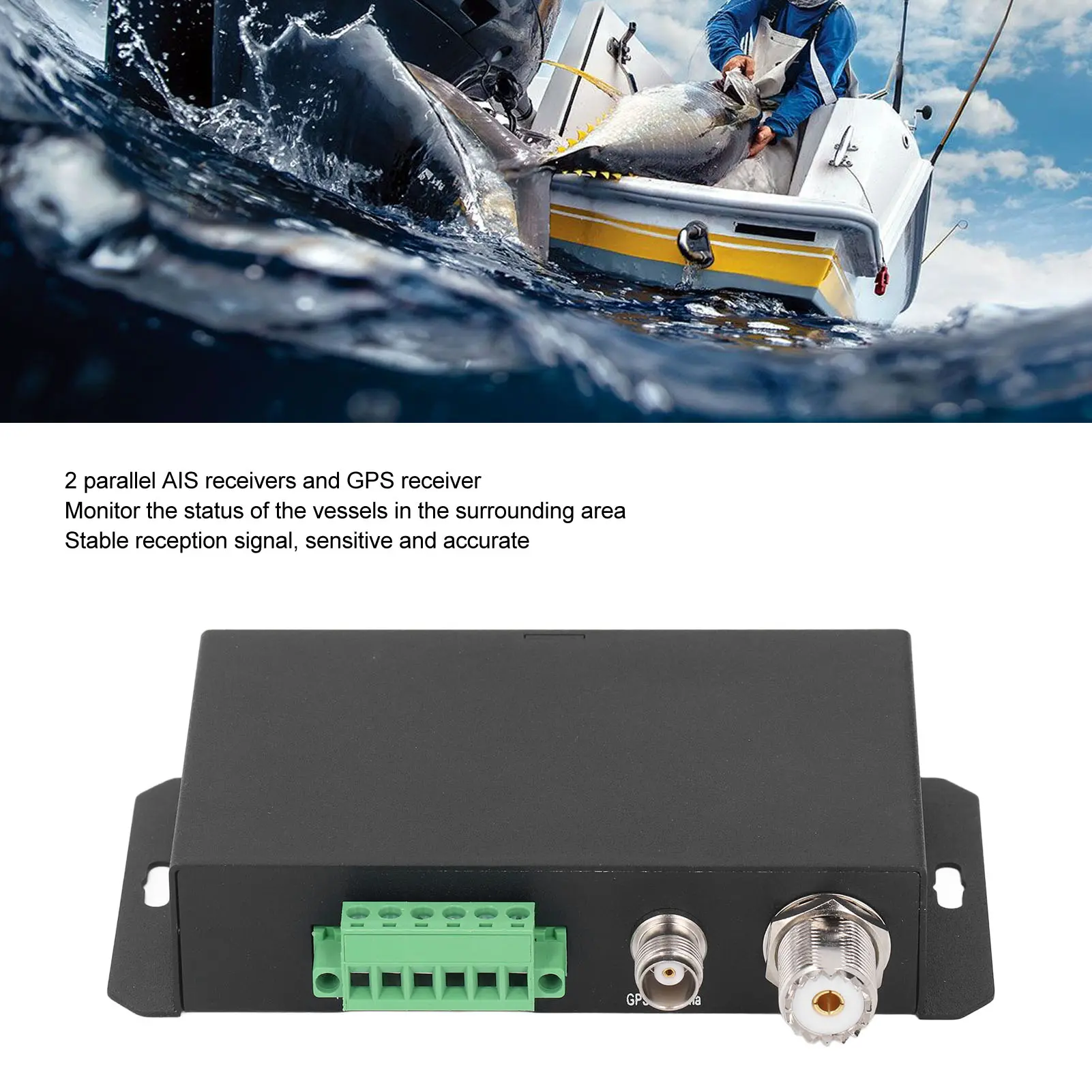 Marine AIS GPS Receiver for HAR‑100 AIS Receiver Dual Channel 10 to 35V  38400 Bps Sensitive Accurate GPS Receiver for Boat