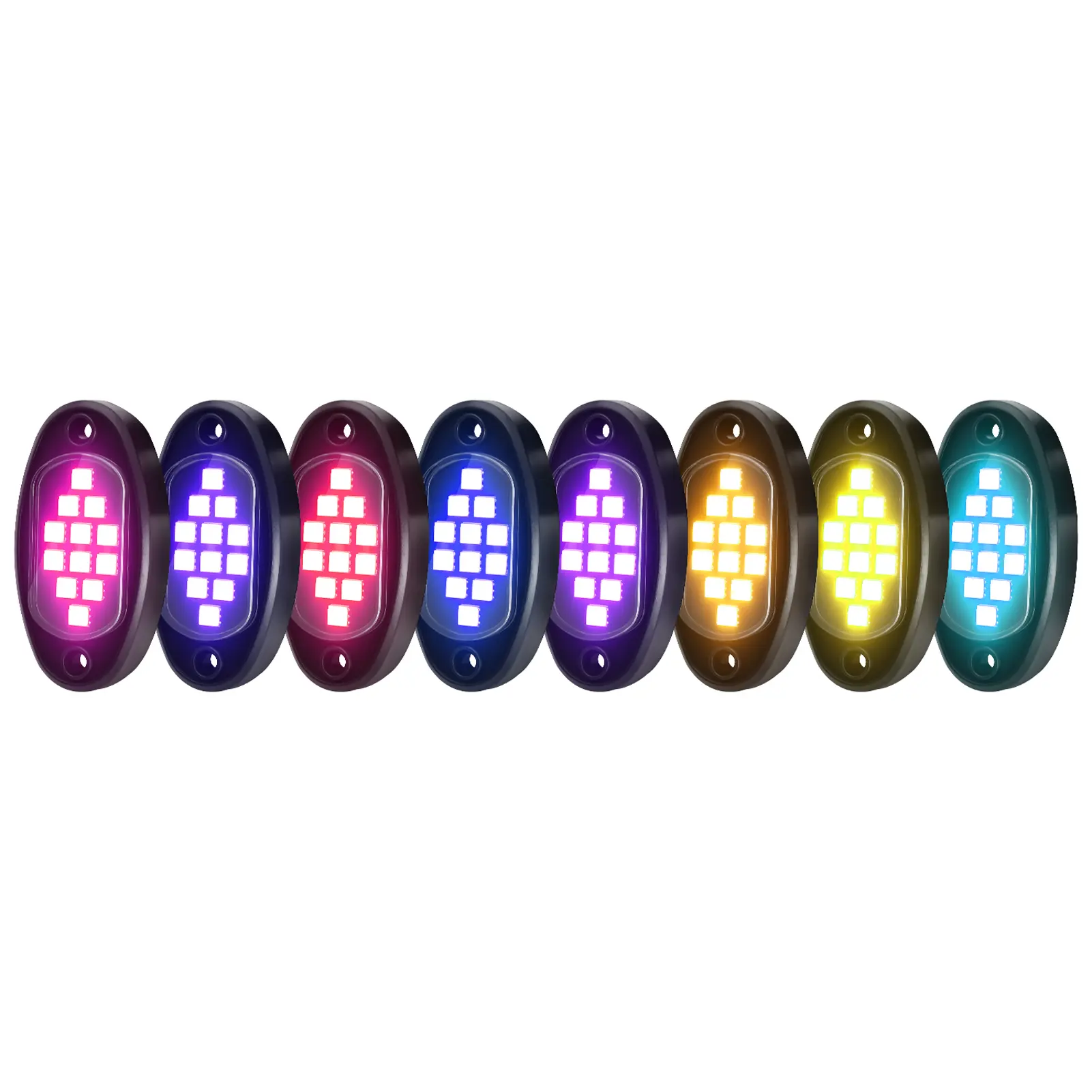 RGB Car Underglow Lights, Multicolor LED Underbody Rock Light Kit, 8 Pods Accent Lighting with Phone App, Remote Control, 16 Mil