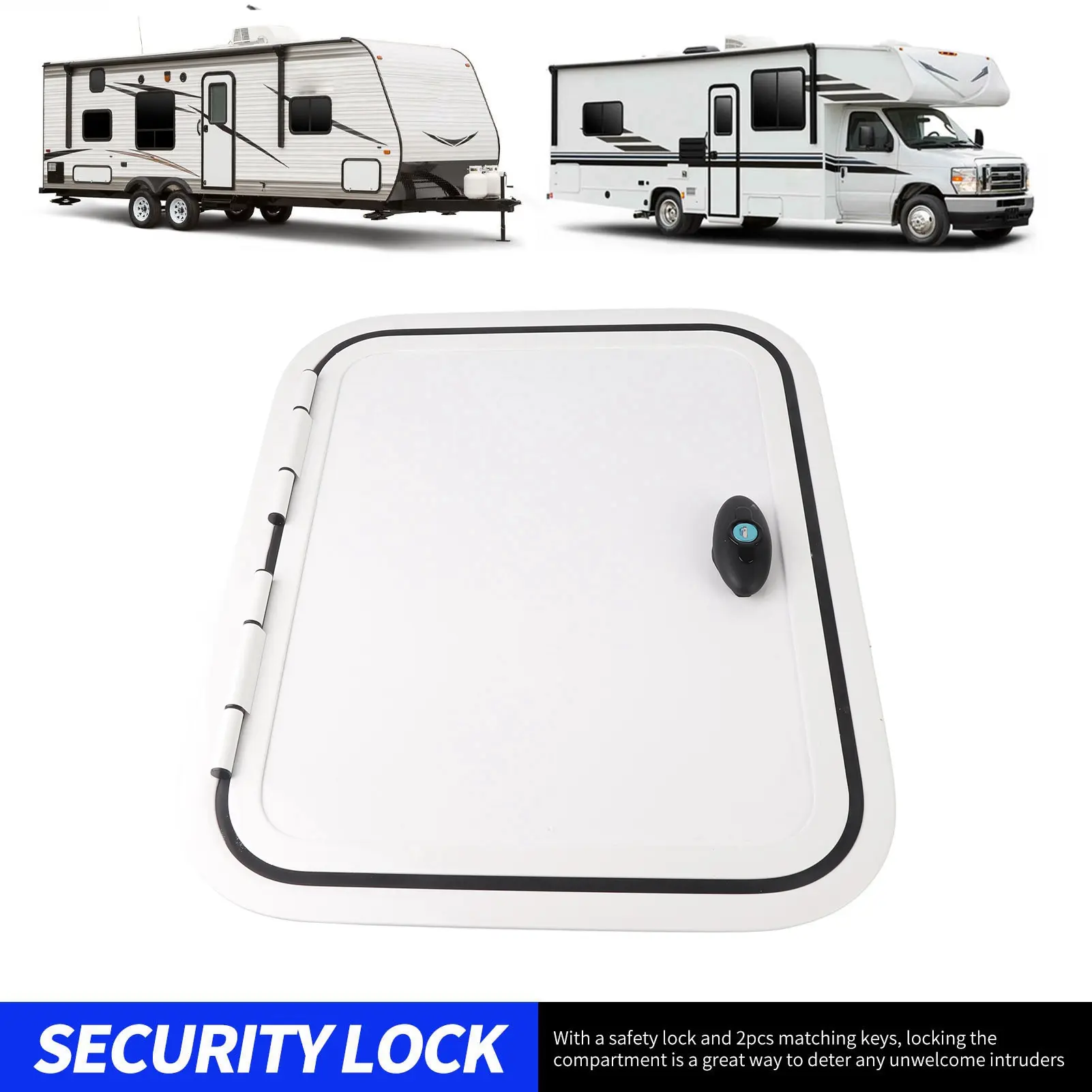 Motorhome Baggage Door RV Compartment Door H500 W400mm Anti UV Perfect Sealing Rounded Corner Baggage Storage Door for Motorhome