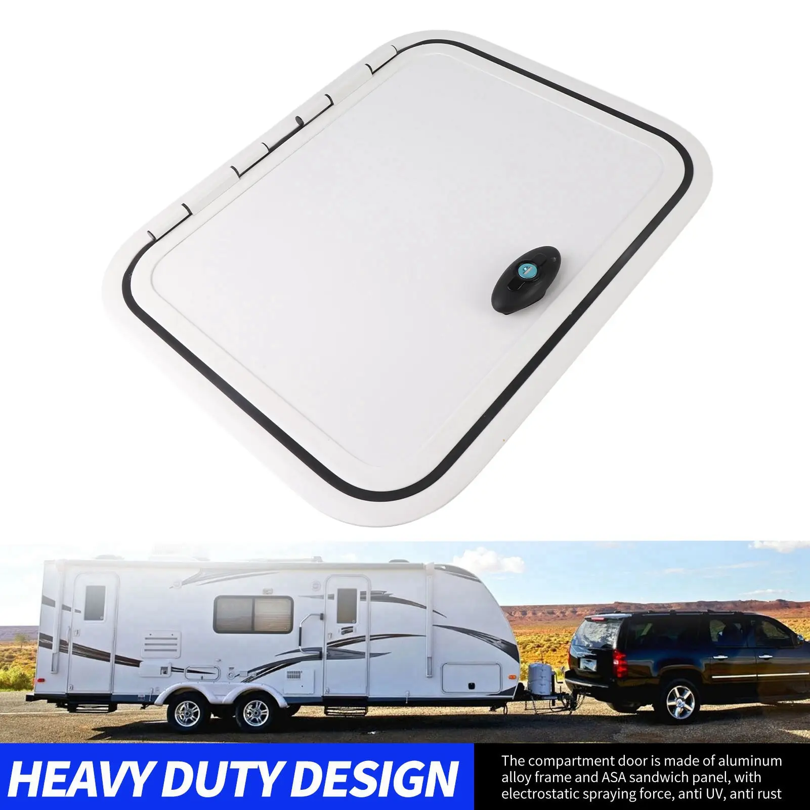 Motorhome Baggage Door RV Compartment Door H500 W400mm Anti UV Perfect Sealing Rounded Corner Baggage Storage Door for Motorhome