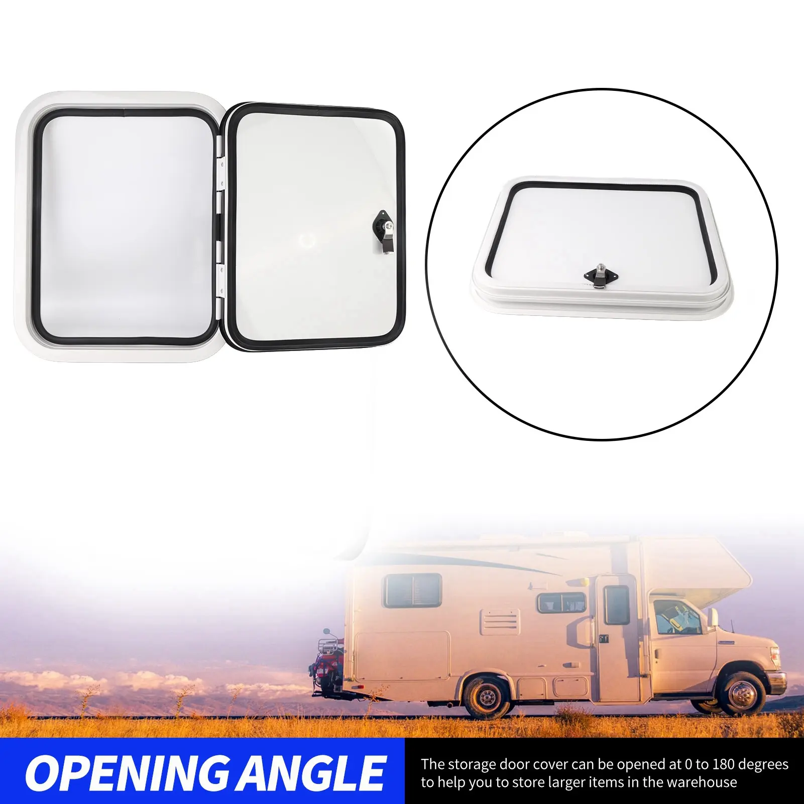Motorhome Baggage Door RV Compartment Door H500 W400mm Anti UV Perfect Sealing Rounded Corner Baggage Storage Door for Motorhome