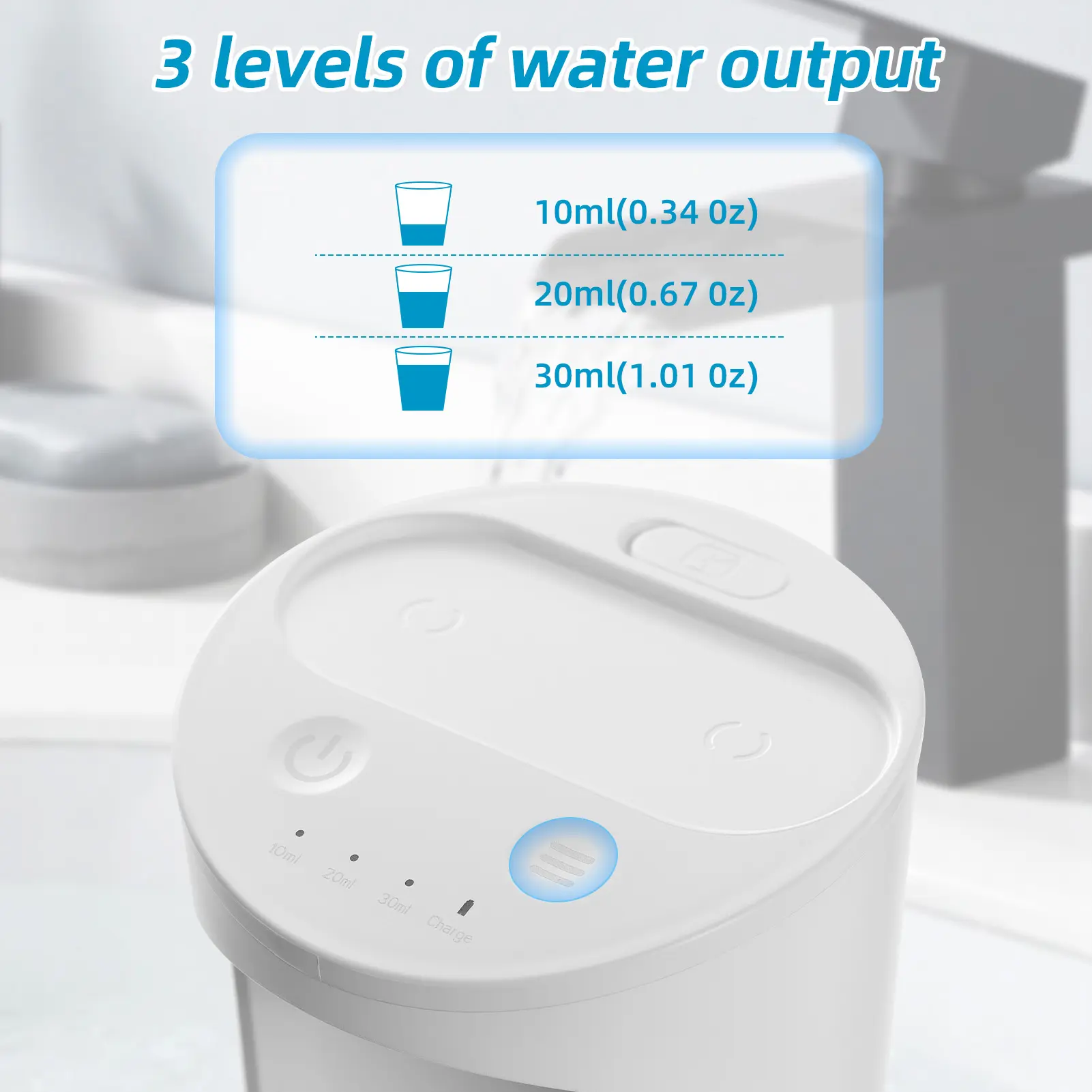Automatic Mouthwash Dispenser for Bathroom Touchless with 18fl.oz Tank 2pcs Magnetic Cups USB Rechargeable and 3 Dispensing Leve
