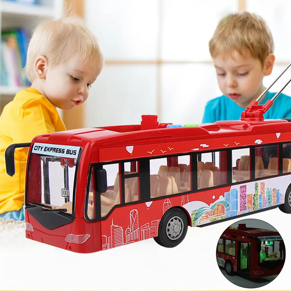 Educational Bus Electronic  Bus Electronic City Bus Music Light Car Educational  for Children Kids Inertia Traffic Model