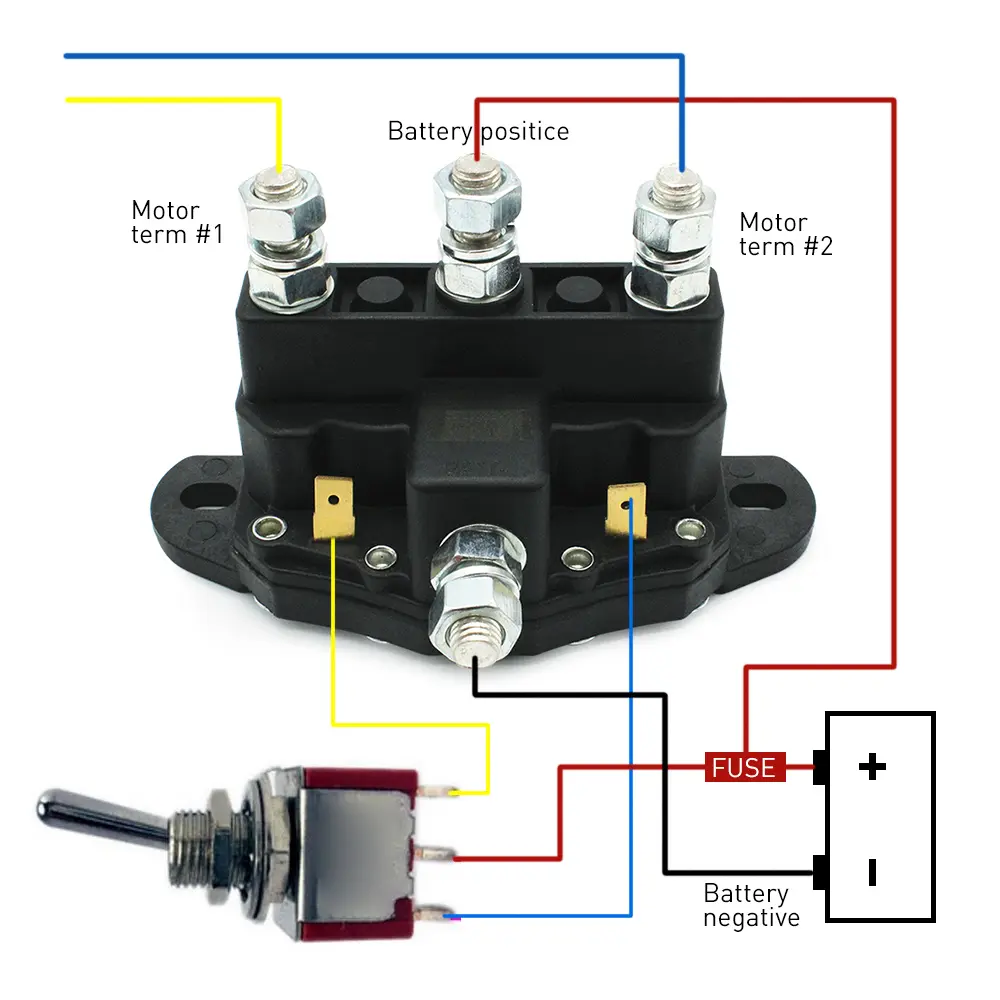 RELAY WINCH MOTOR REVERSING SOLENOID SWITCH 12 VOLT RELAY WINCH MOTOR REVERSING SOLENOID 5/16"-24 Threaded Studs for Motor
