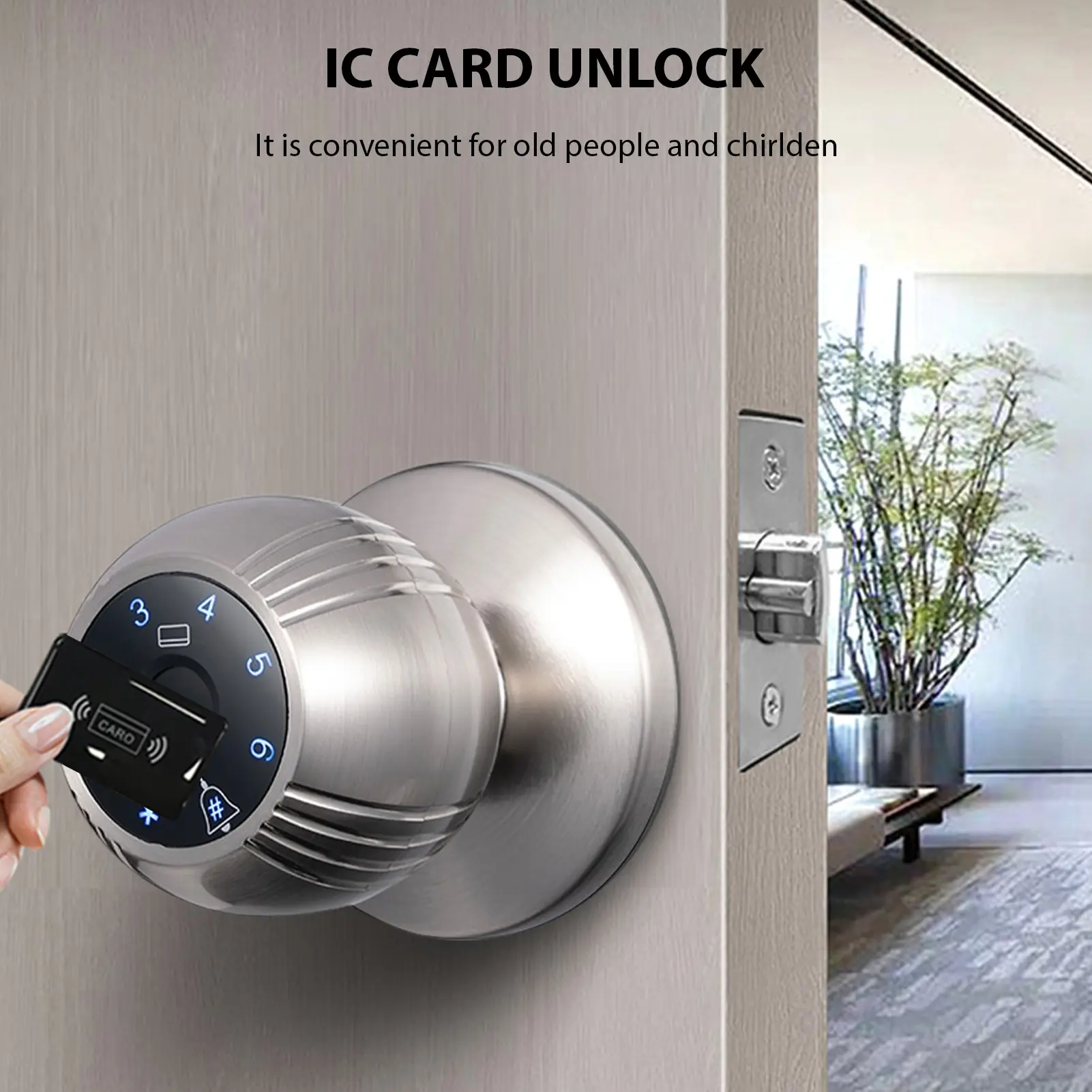 Smart Lock Keyless Entry Door Lock Fingerprint Door Knob TY App Remote Access BT 5-in-1 Fingerprint/Password/Card/Key/App Door L