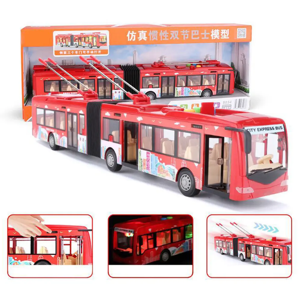Educational Bus Electronic  Bus Electronic City Bus Music Light Car Educational  for Children Kids Inertia Traffic Model