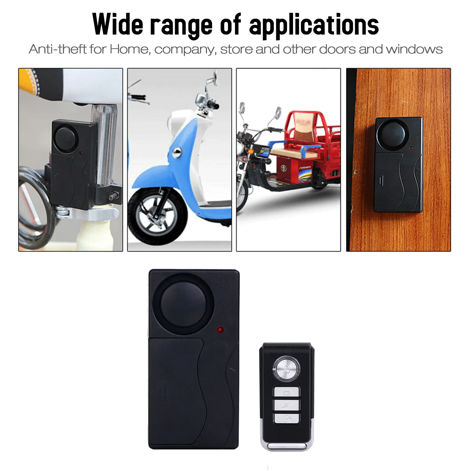 110dB Bike Alarm Wireless Vibration Motion Sensor Motorcycle Bicycle Security Sensors Bike Alarm with Remote