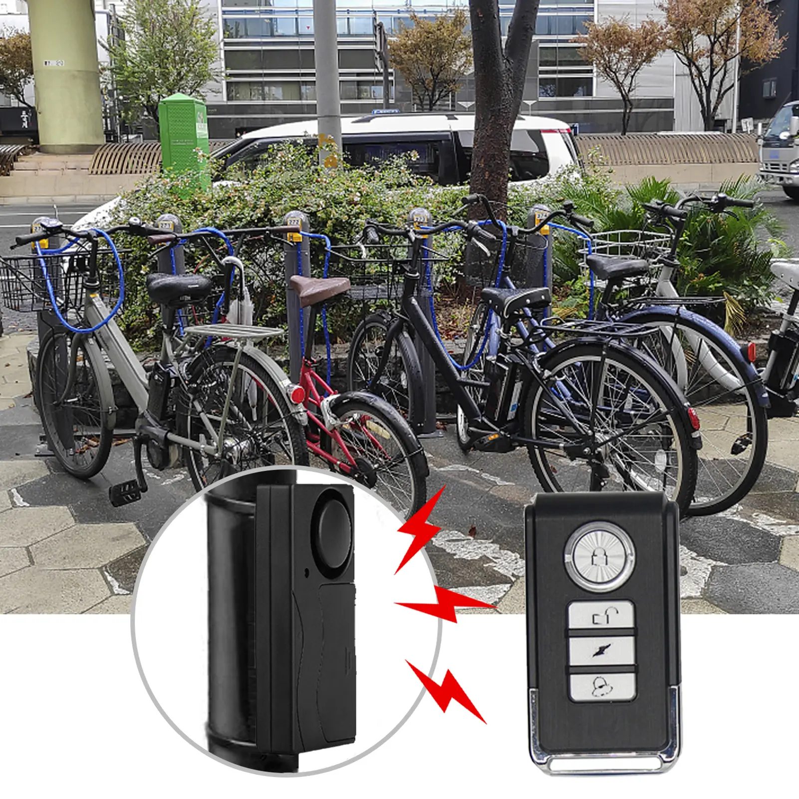 110dB Bike Alarm Wireless Vibration Motion Sensor Motorcycle Bicycle Security Sensors Bike Alarm with Remote