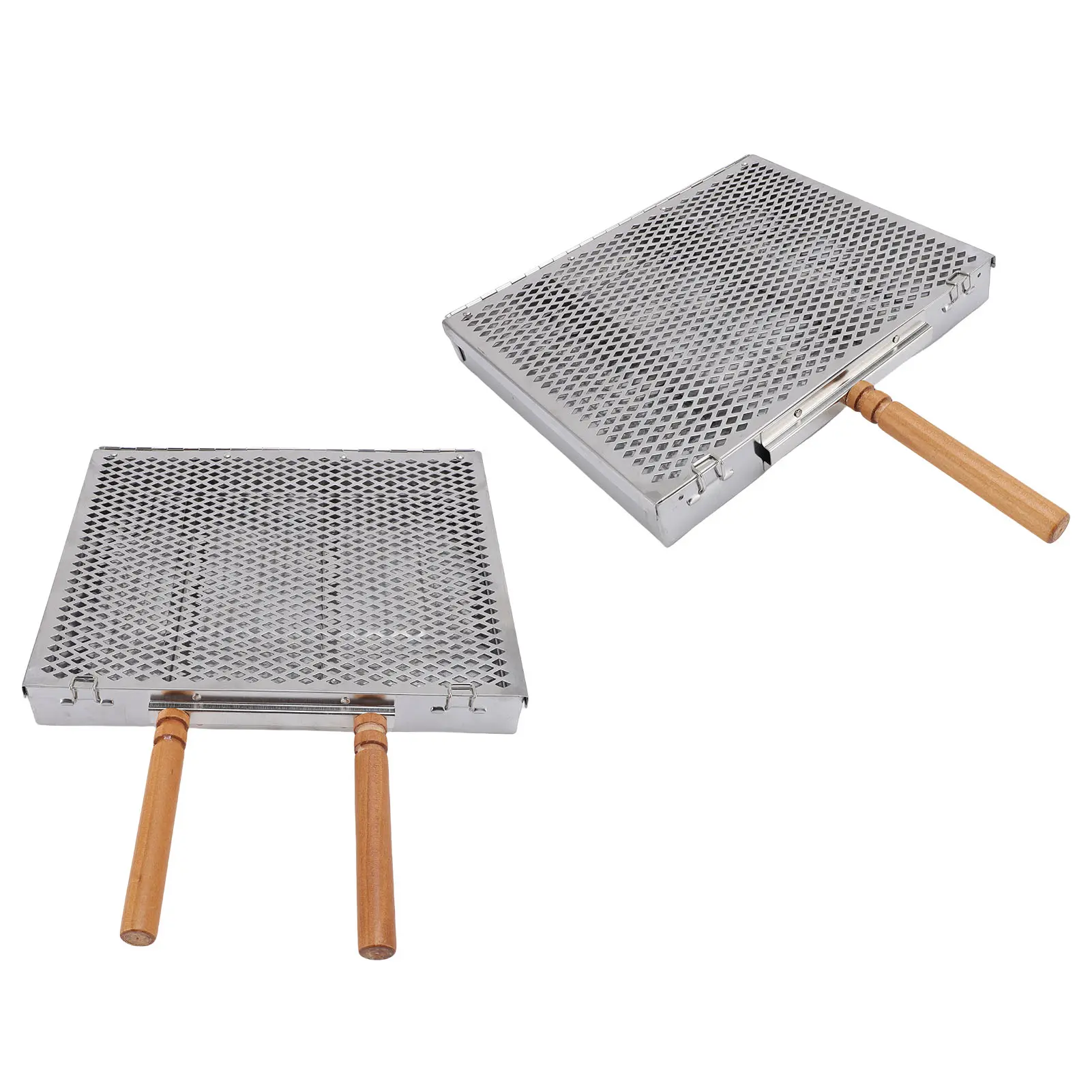 Grill Basket Detachable Dividers Portable Rectangular BBQ Grilling Basket Fine Mesh Stainless Steel Uniform Heating for Fish