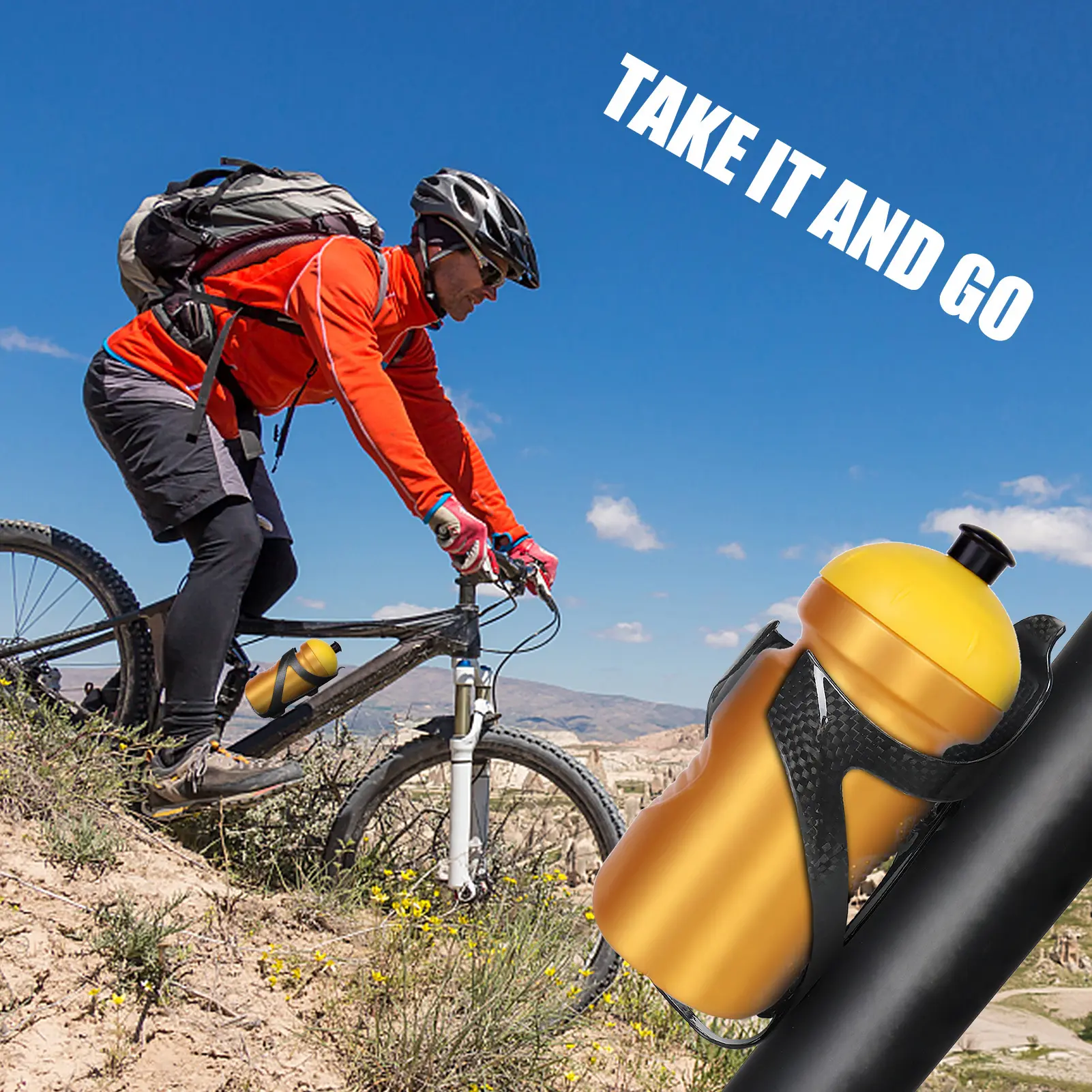 Bike Water Bottle Cage C- Cage Bike Water Bottle Holder Lightweight  Easy to Mount for 70-74mm Bottles