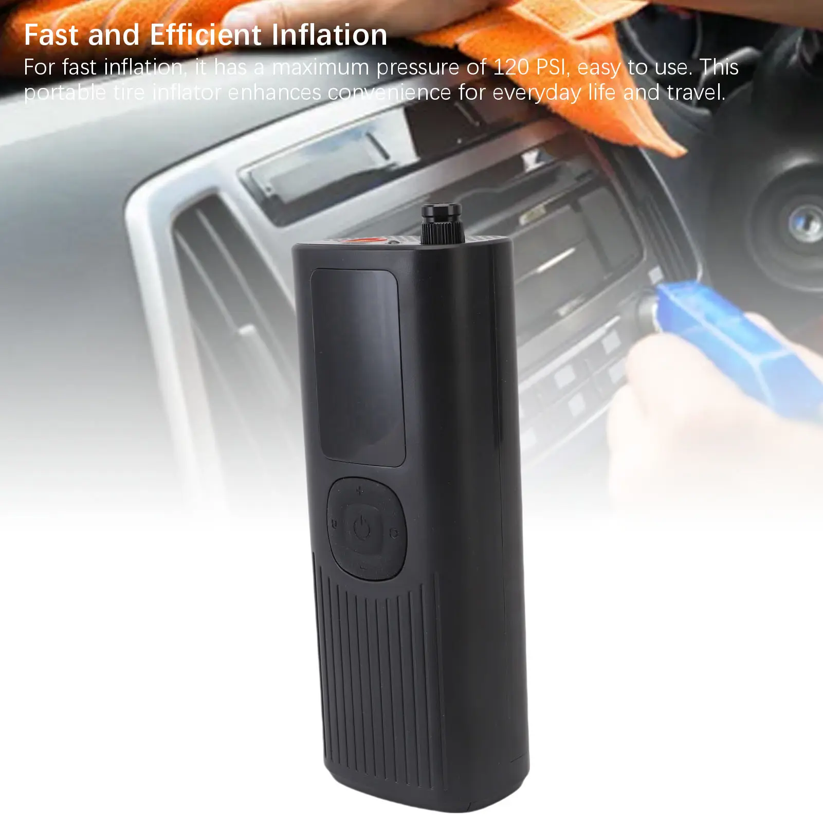 Car Tire Air Pump ABS PC 120PSI Digital Display Efficient Cordless Tire Inflator Compact LED Light 2000mAh for Motorcycle