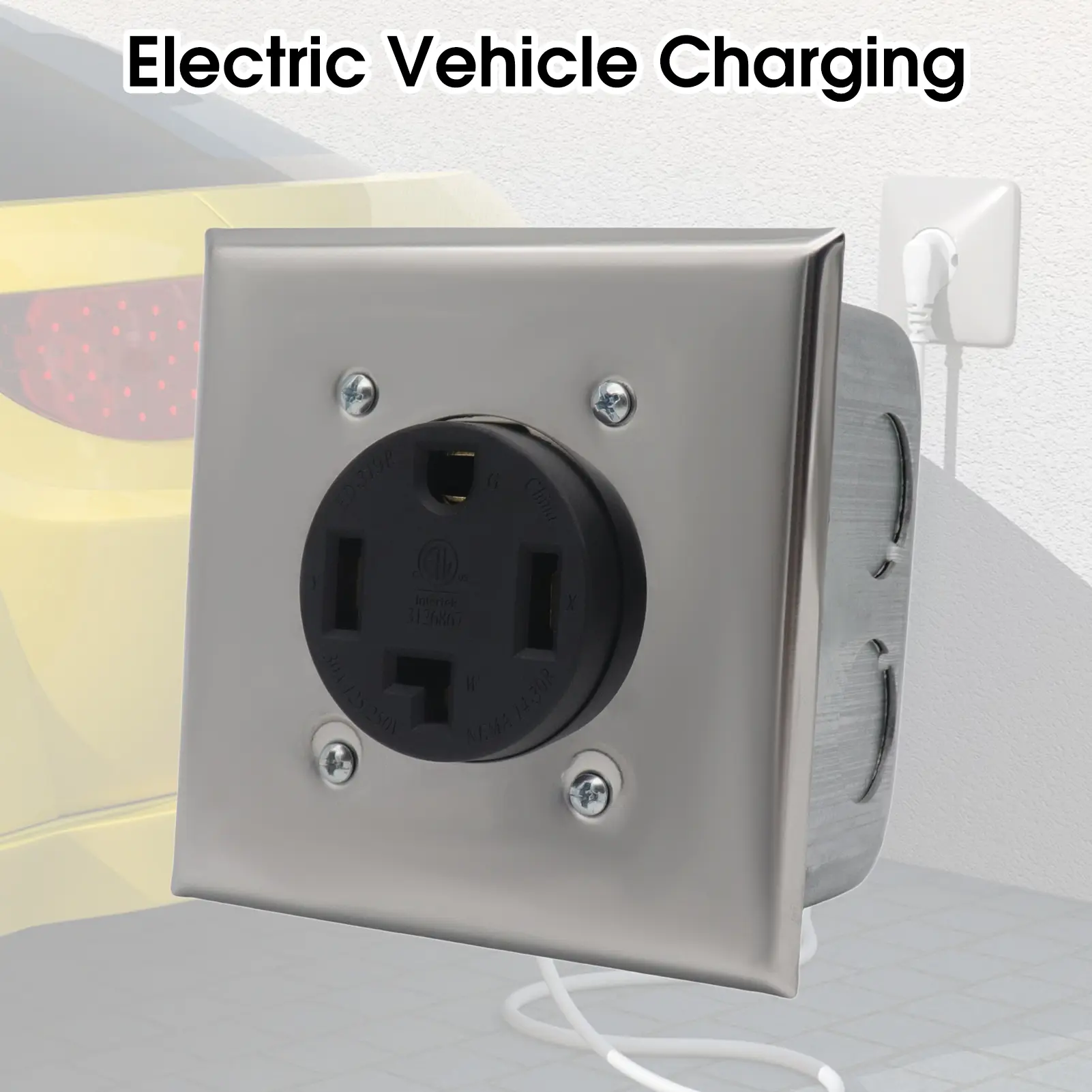 NEMA 14-30R 30A Power Outlet Receptacle, Electrical Socket for EVs, RVs, Dryers, and More, Surface Or Flush Mount