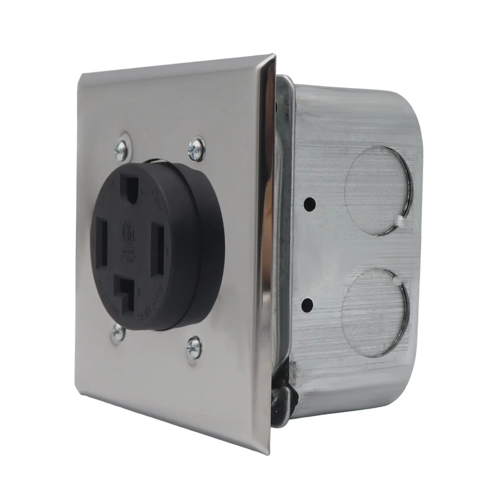 NEMA 14-30R 30A Power Outlet Receptacle, Electrical Socket for EVs, RVs, Dryers, and More, Surface Or Flush Mount