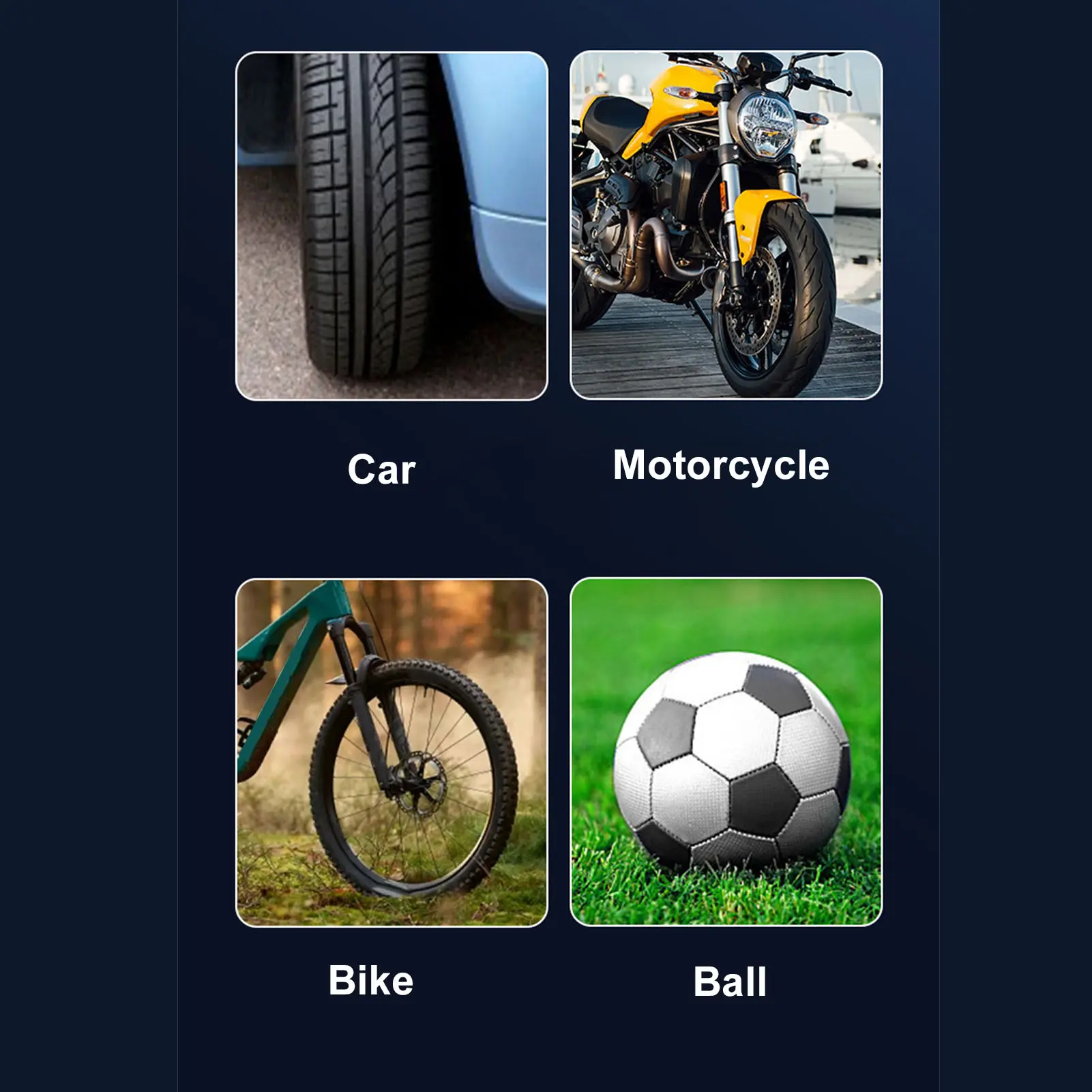 Car Tire Air Pump ABS PC 120PSI Digital Display Efficient Cordless Tire Inflator Compact LED Light 2000mAh for Motorcycle